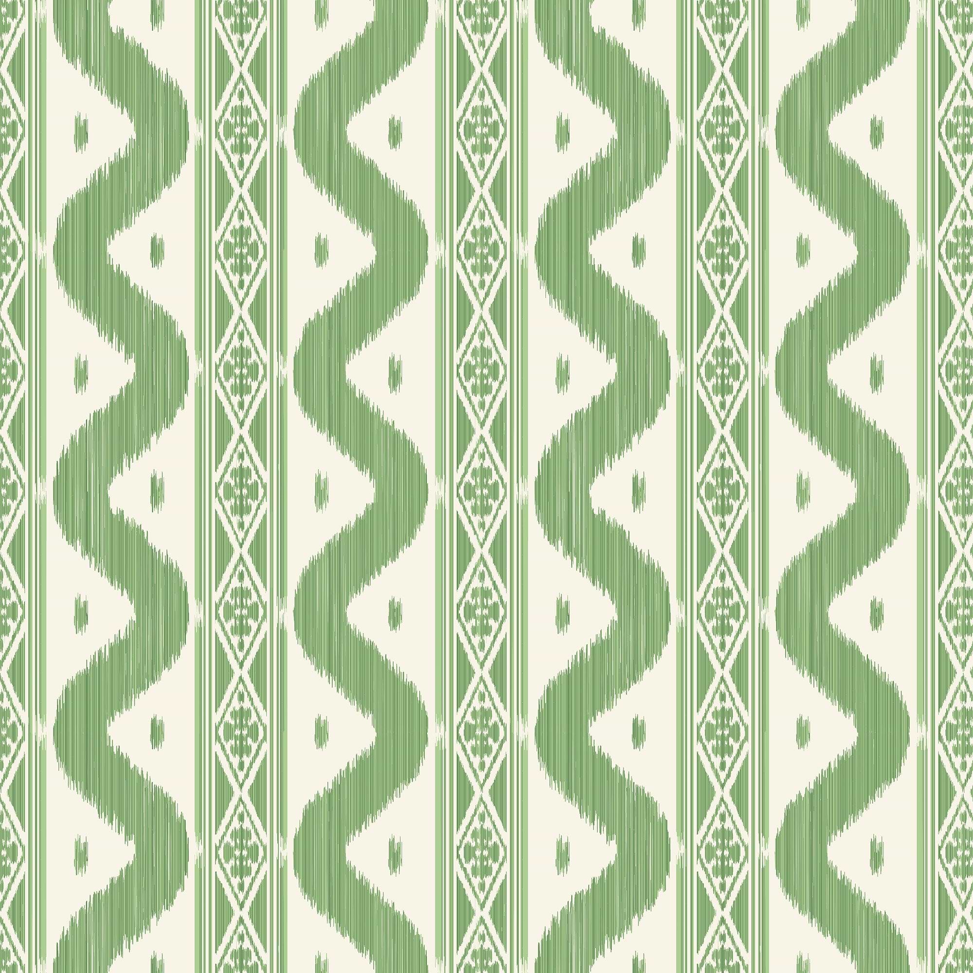 Green Ikat Stripe Wallpaper
