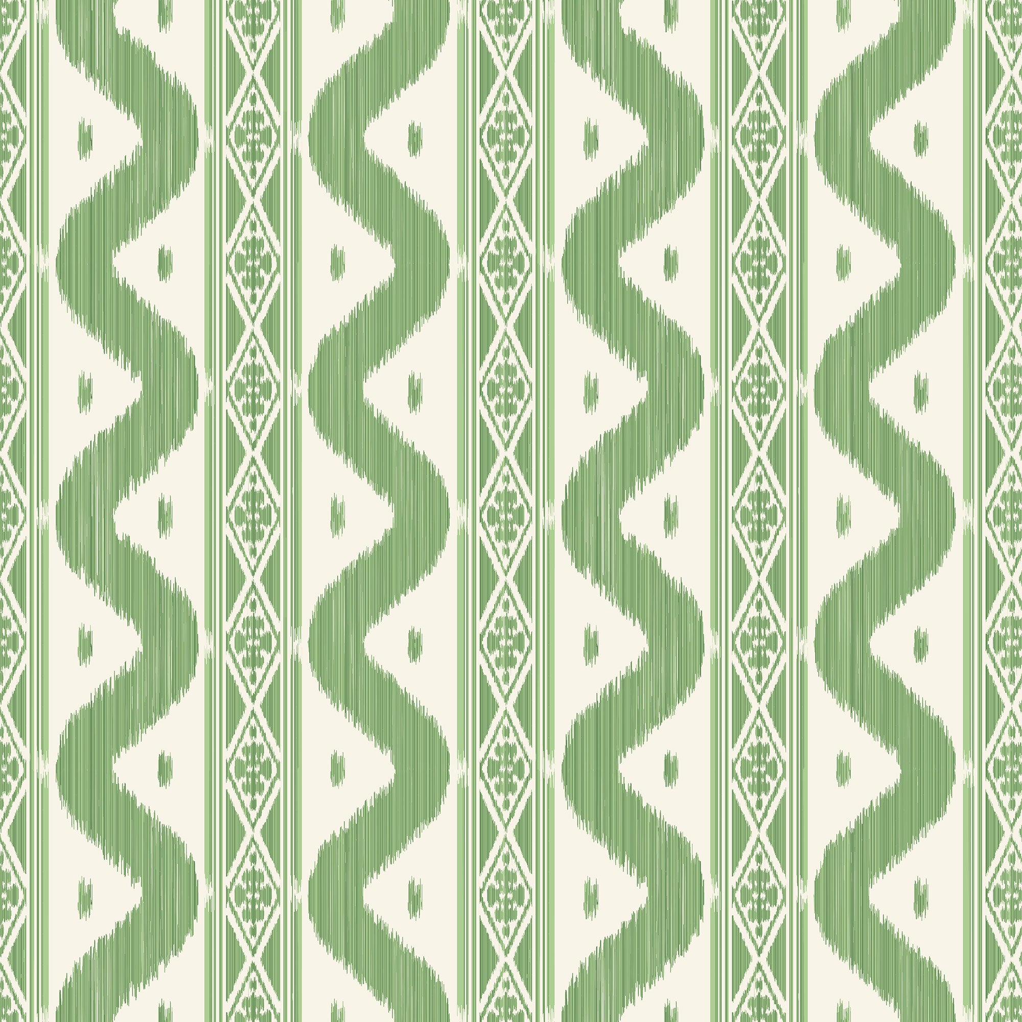 Green Ikat Stripe Wallpaper