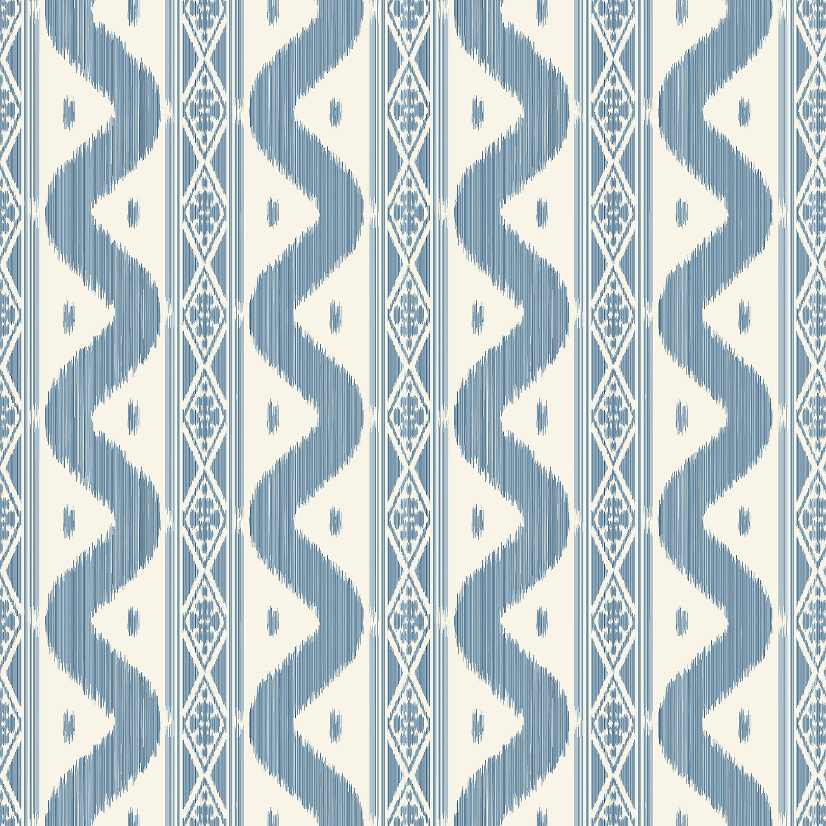 Blue Ikat Stripe Wallpaper