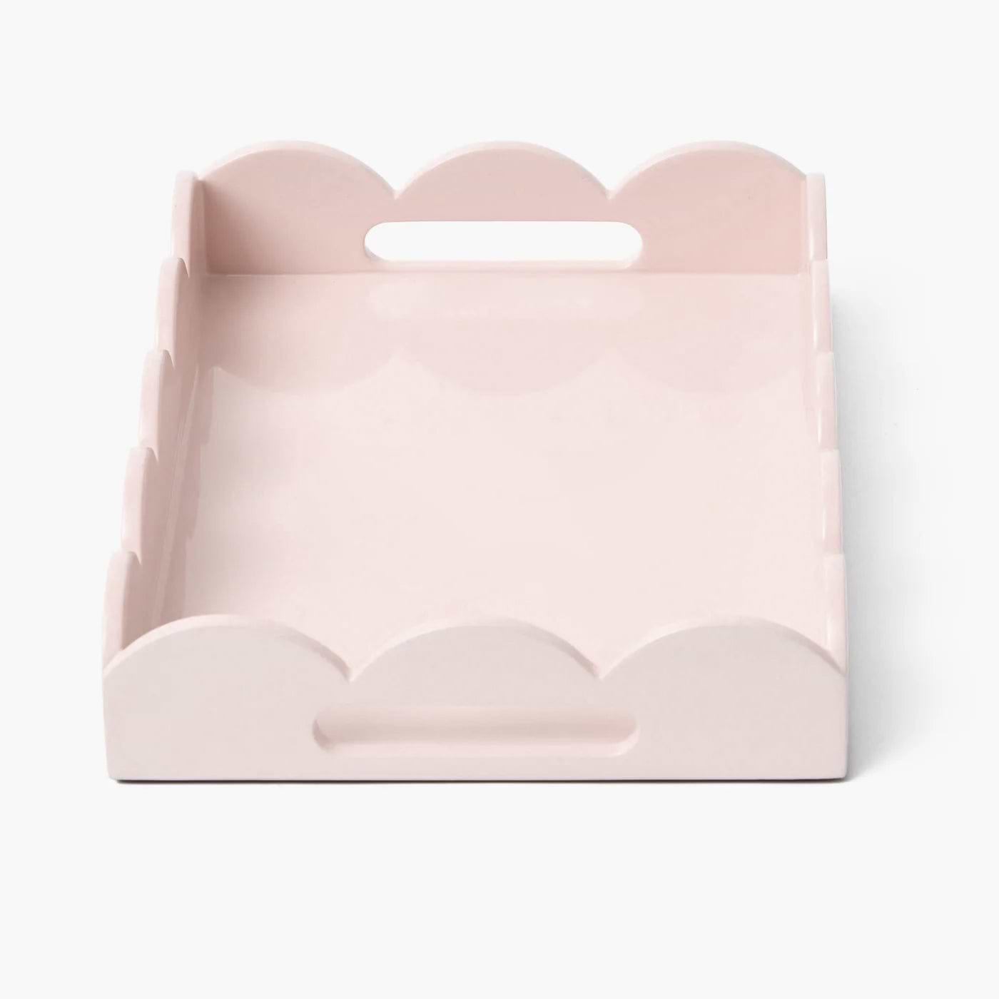 Soft Pink Small Scalloped Lacquer Tray