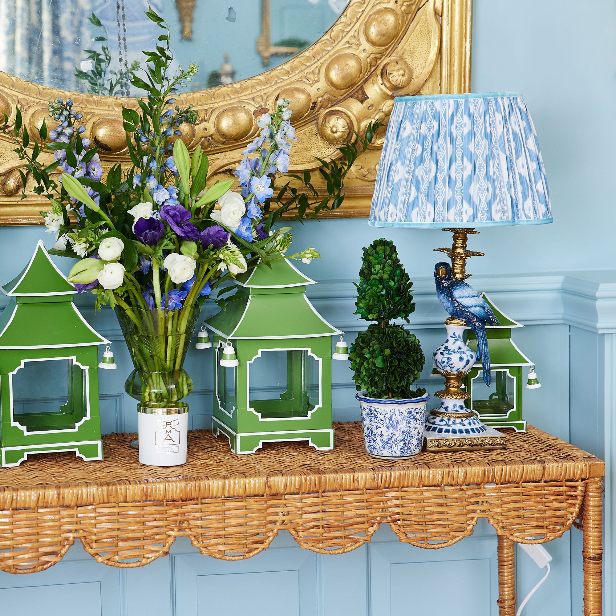 Blue Ikat Lampshade (30cm)