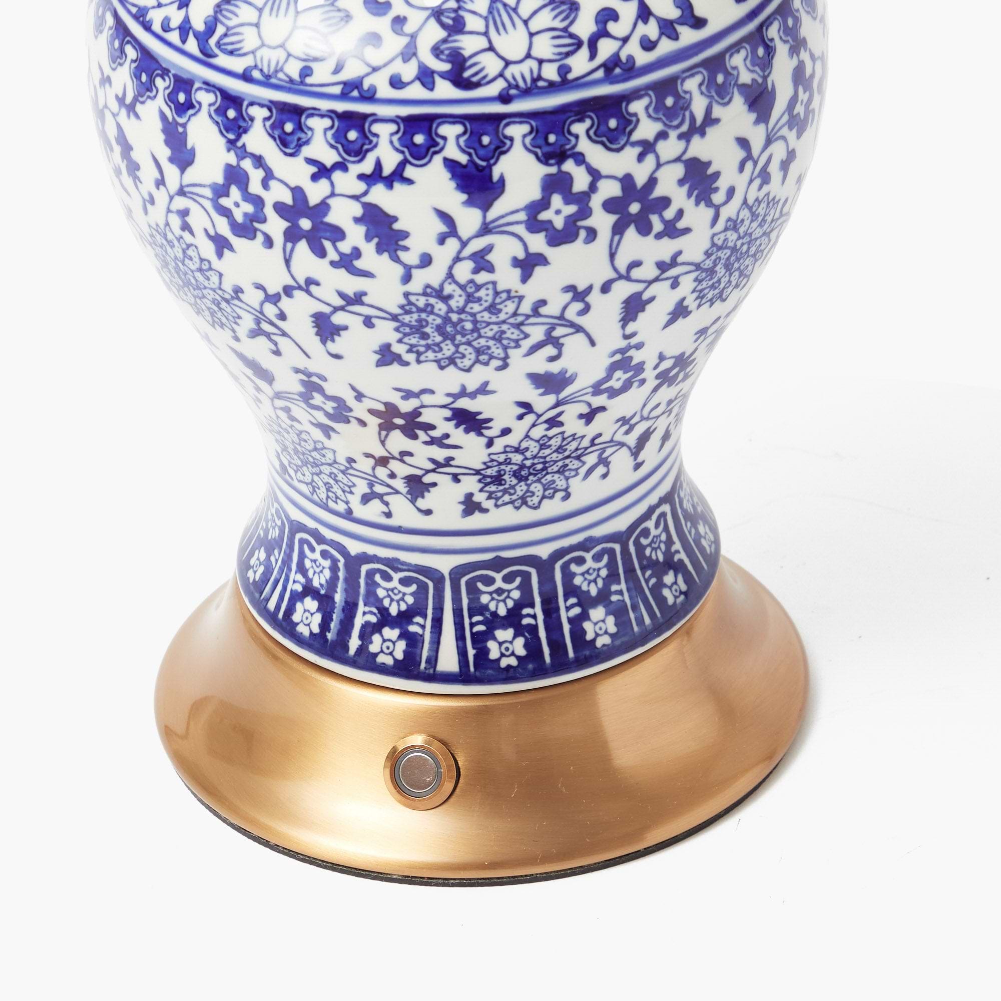 Chinoiserie Rechargeable Lamp with Cream Shade (22cm)