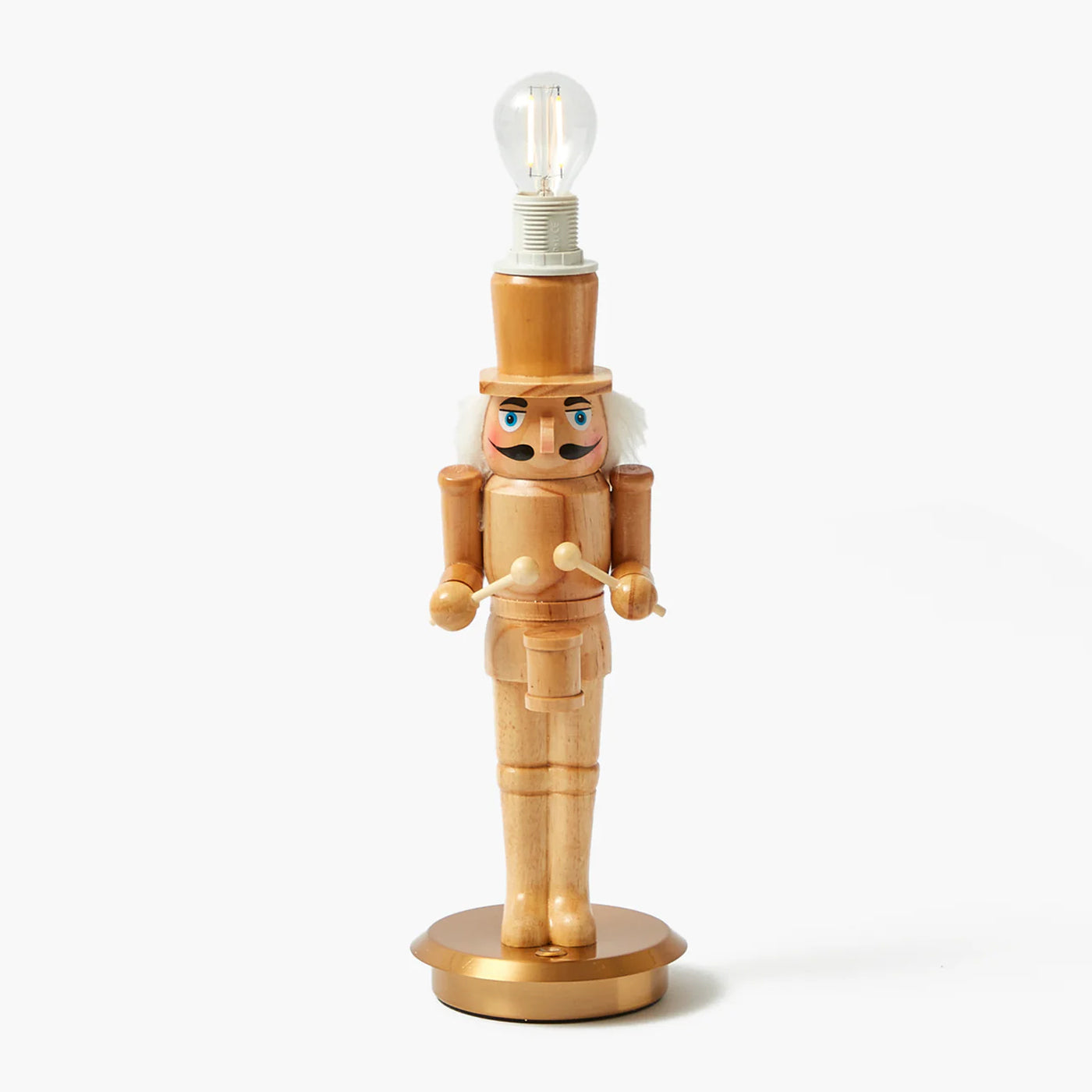 Nutcracker Rechargeable Lamp with Olive Ikat Shade (18cm)