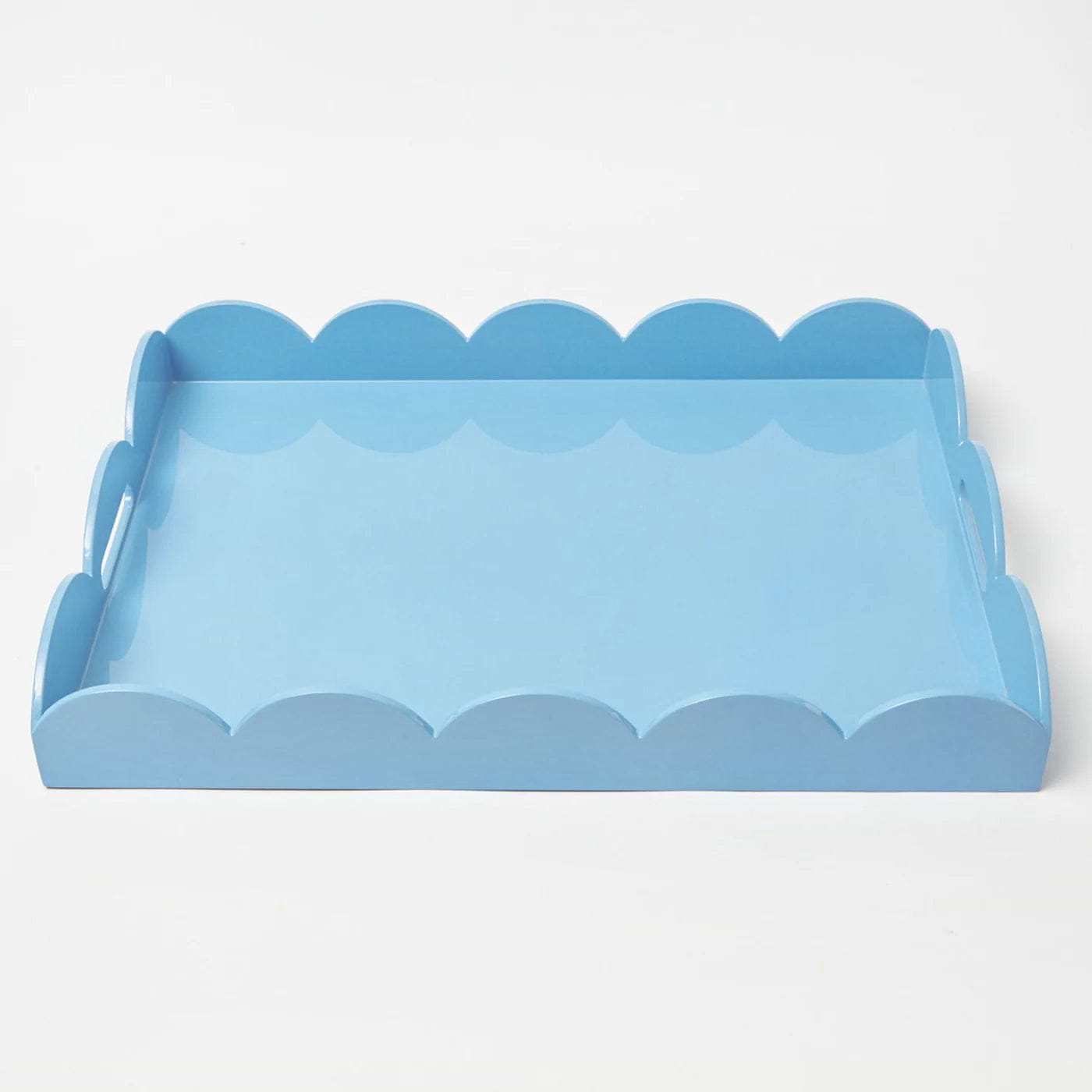 Blue Lacquer Scalloped Tray