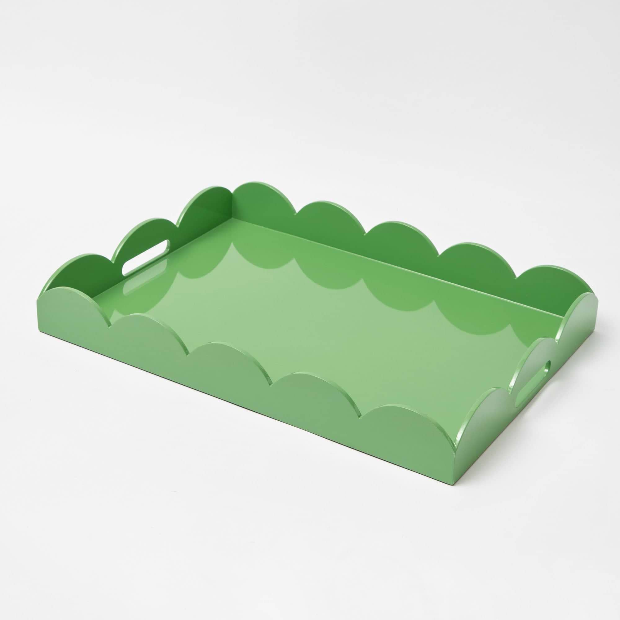 Green Scalloped Lacquer Tray