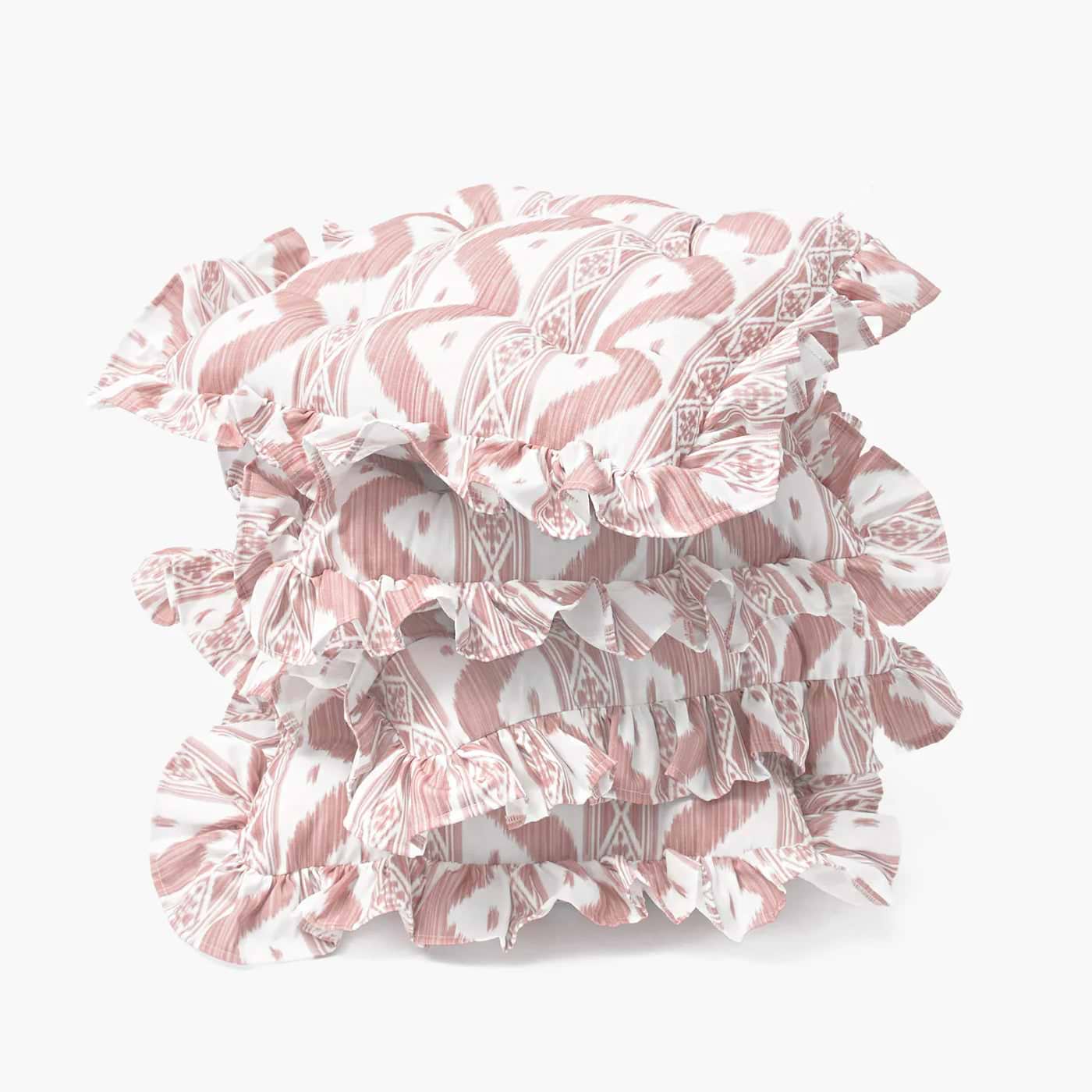 Frilled Pink Ikat Seat Pad Cushion