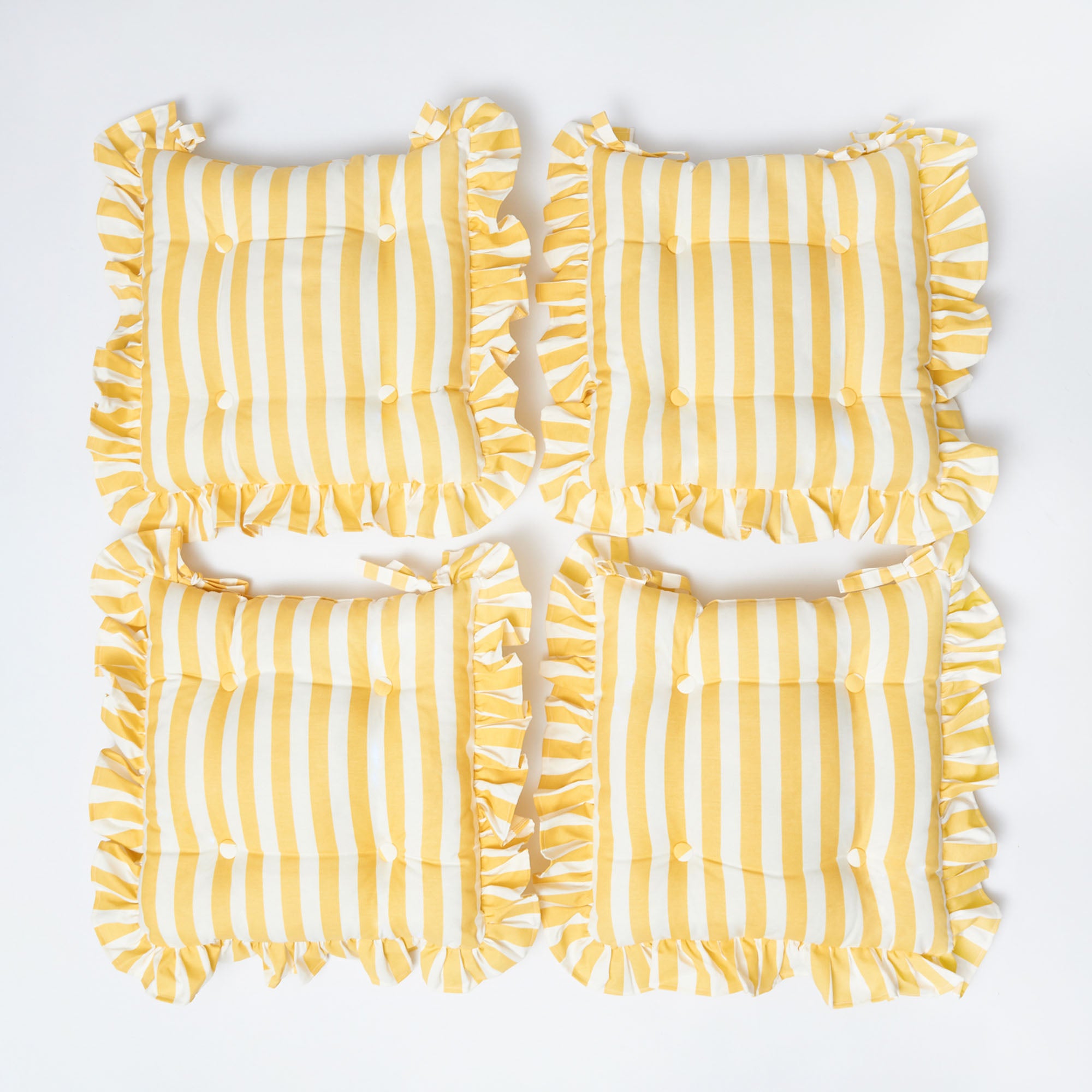 Frilled Yellow Stripe Seat Pad Cushion