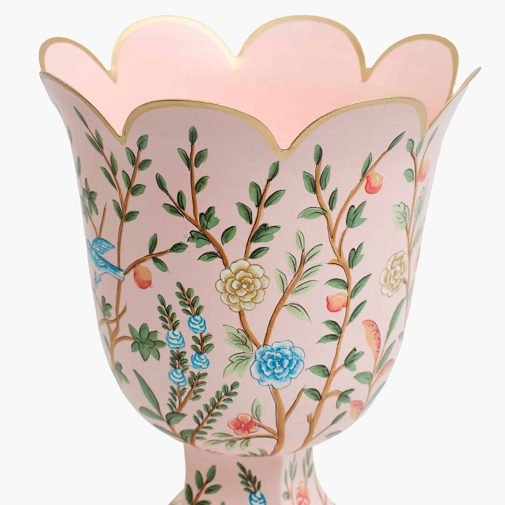 Pink Small Chinoiserie Tole Urn Vase