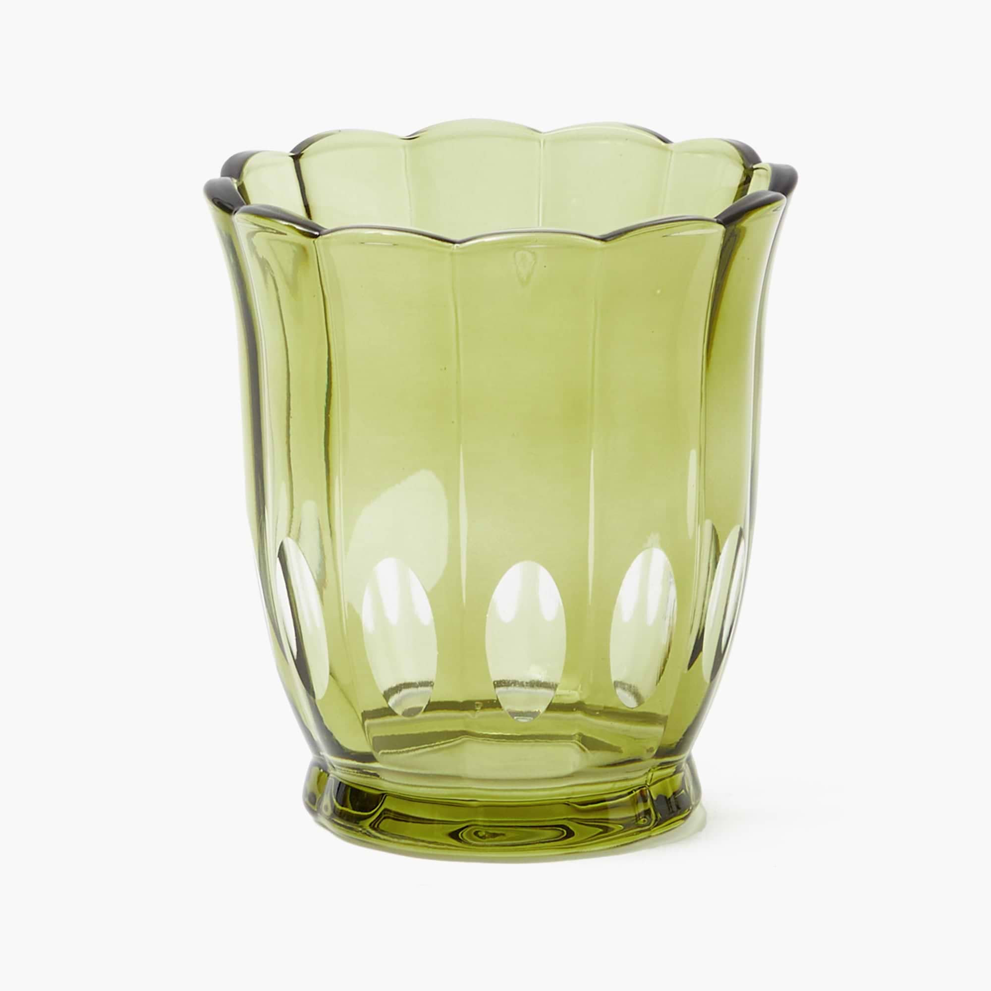 Olive Scalloped Water Glasses (Set of 6)