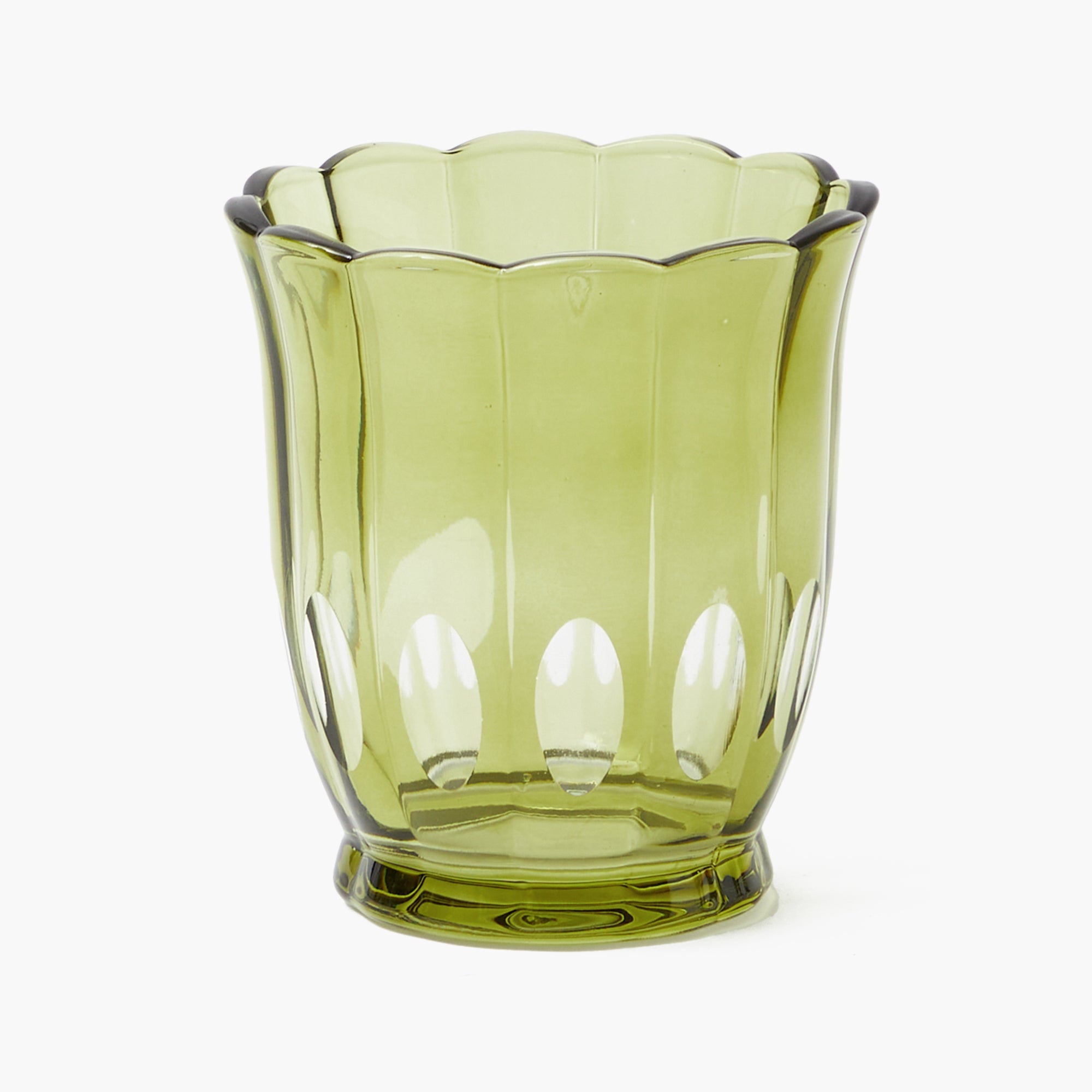 Olive Scalloped Water Glasses (Set of 6)
