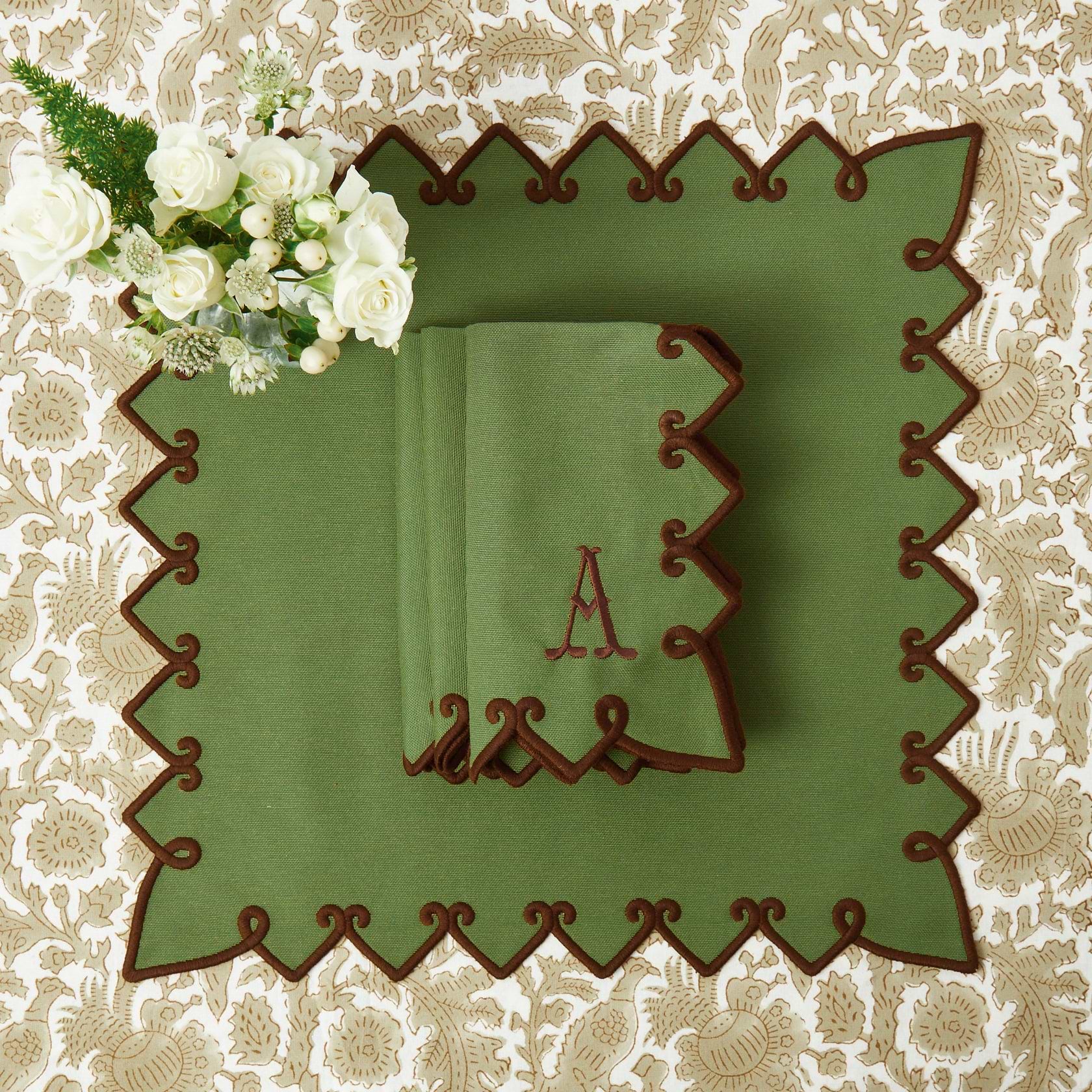 Forest Green & Brown Angelina Napkins (Set of 4)