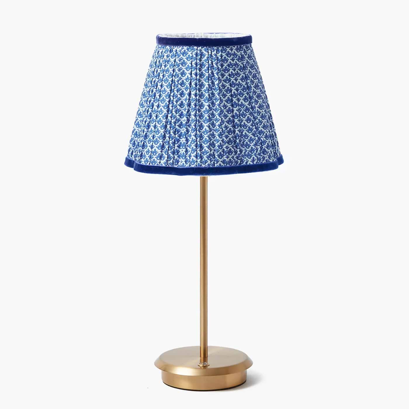 Tall Rechargeable Lamp with Cobalt Lotus Shade (18cm)
