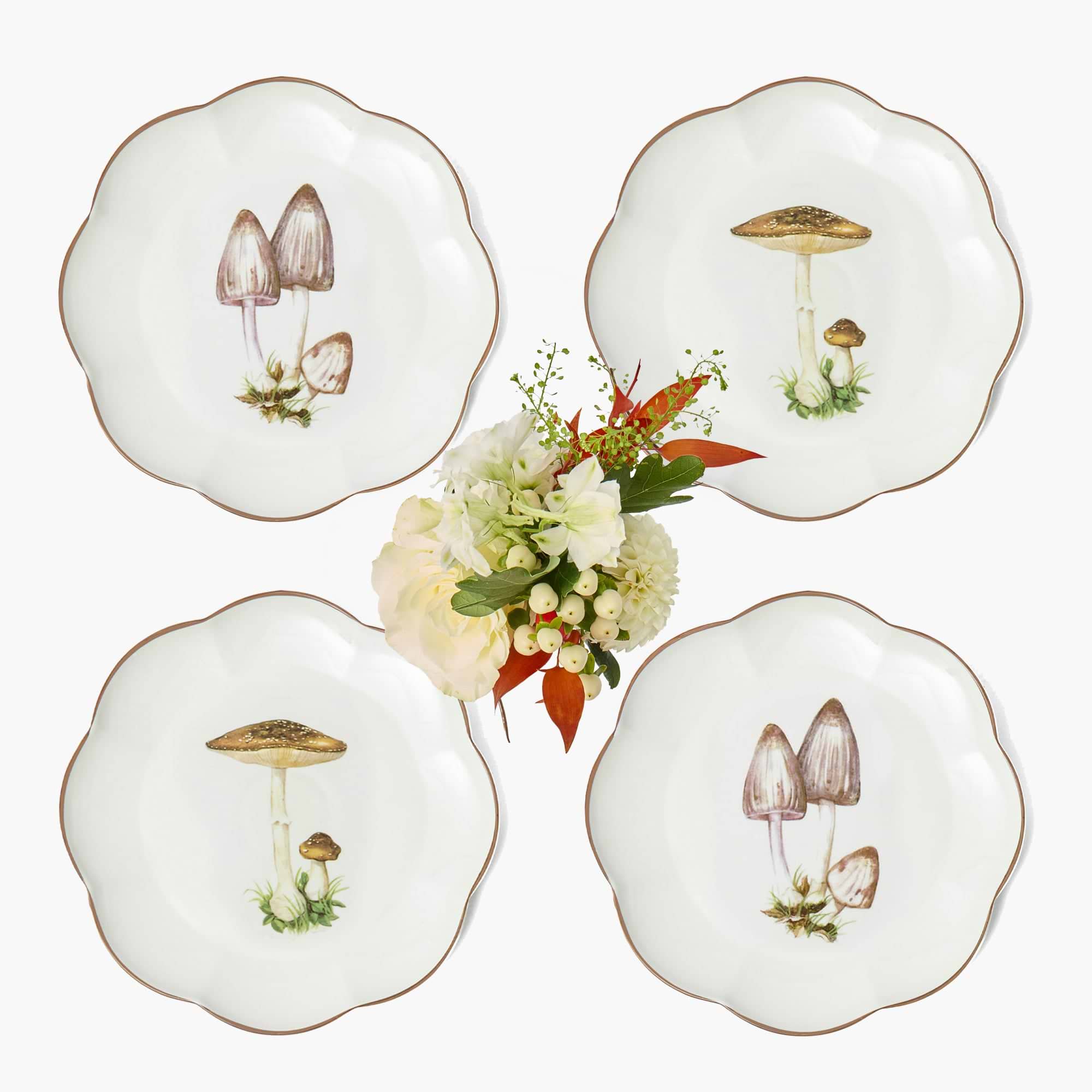 Scalloped Mushroom Starter Plates (Set of 4)