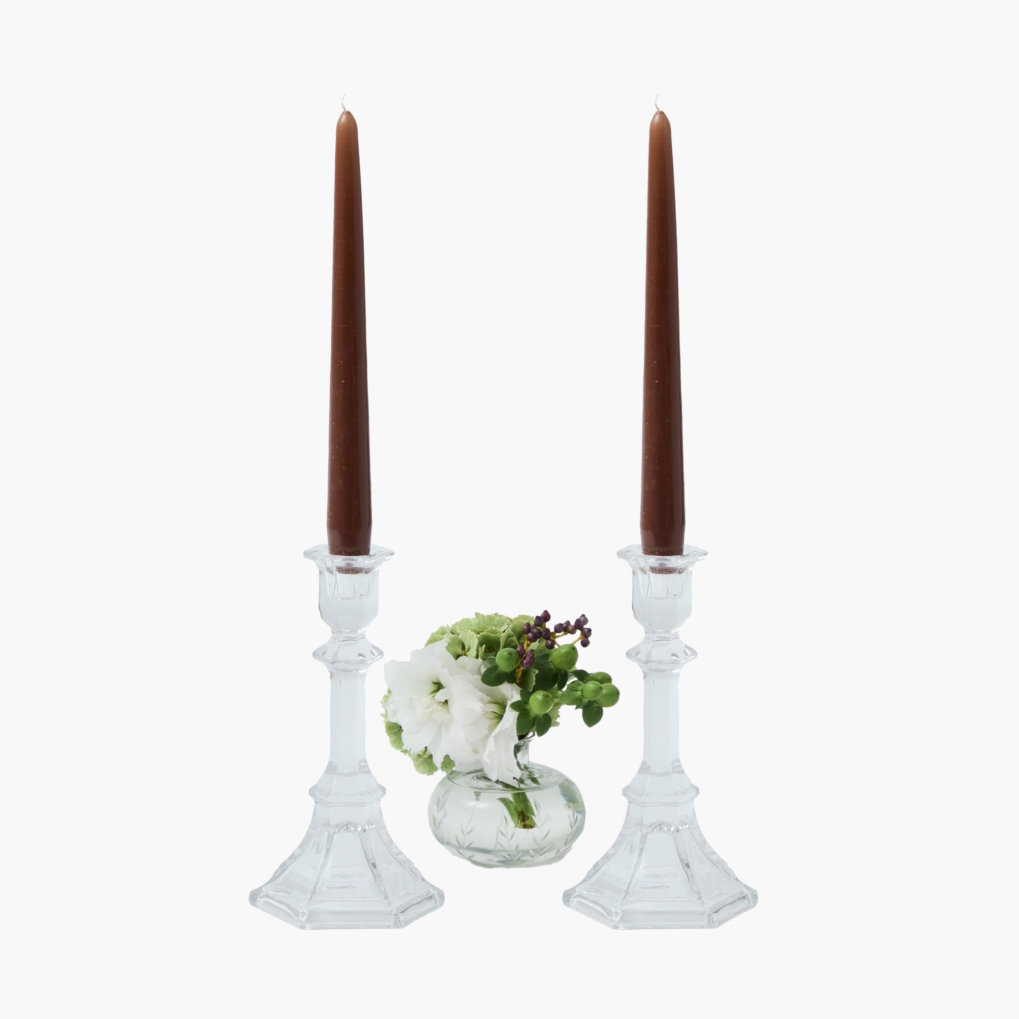 Small Glass Column Candle Holders (Pair)