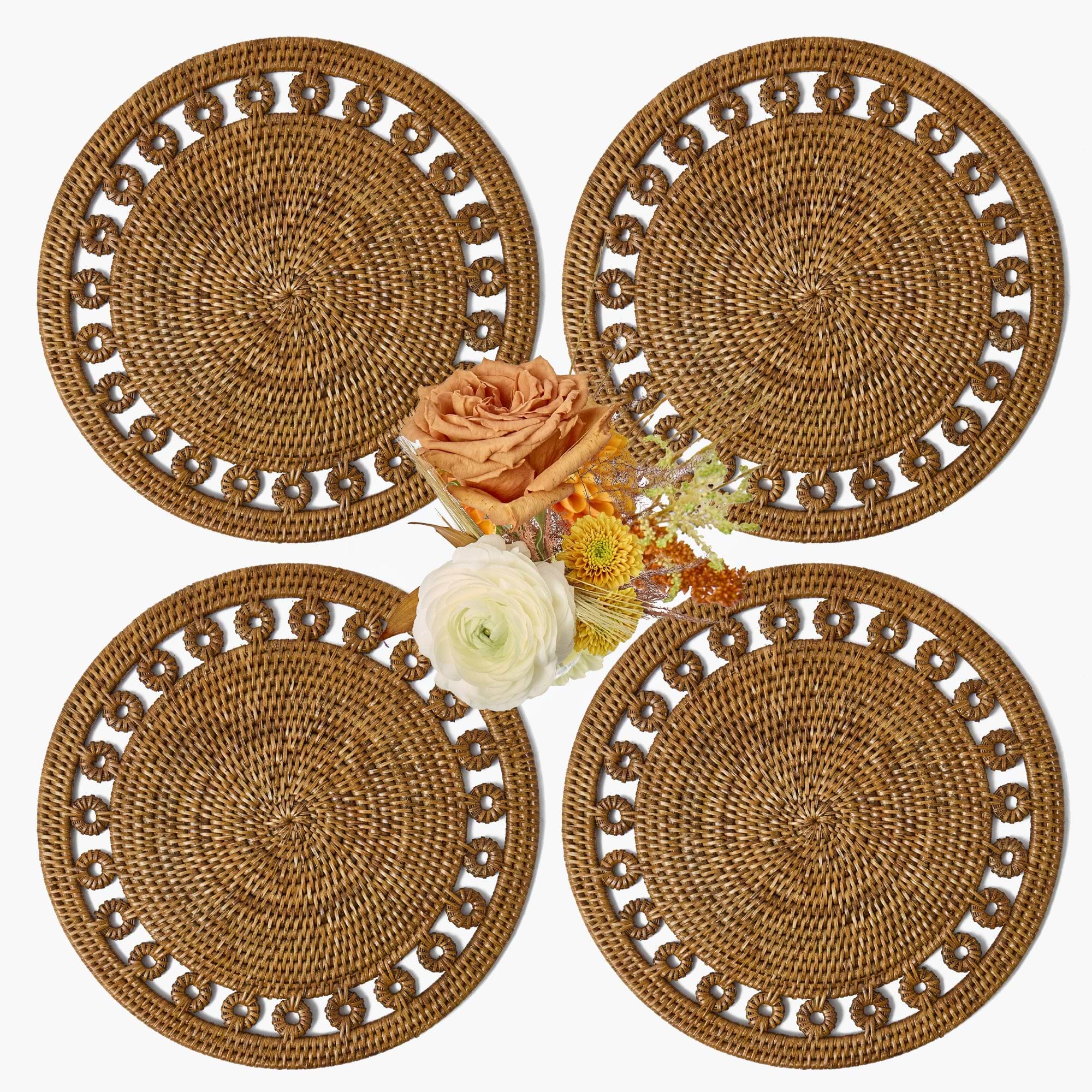 Elodie Round Rattan Placemats (Set of 4)