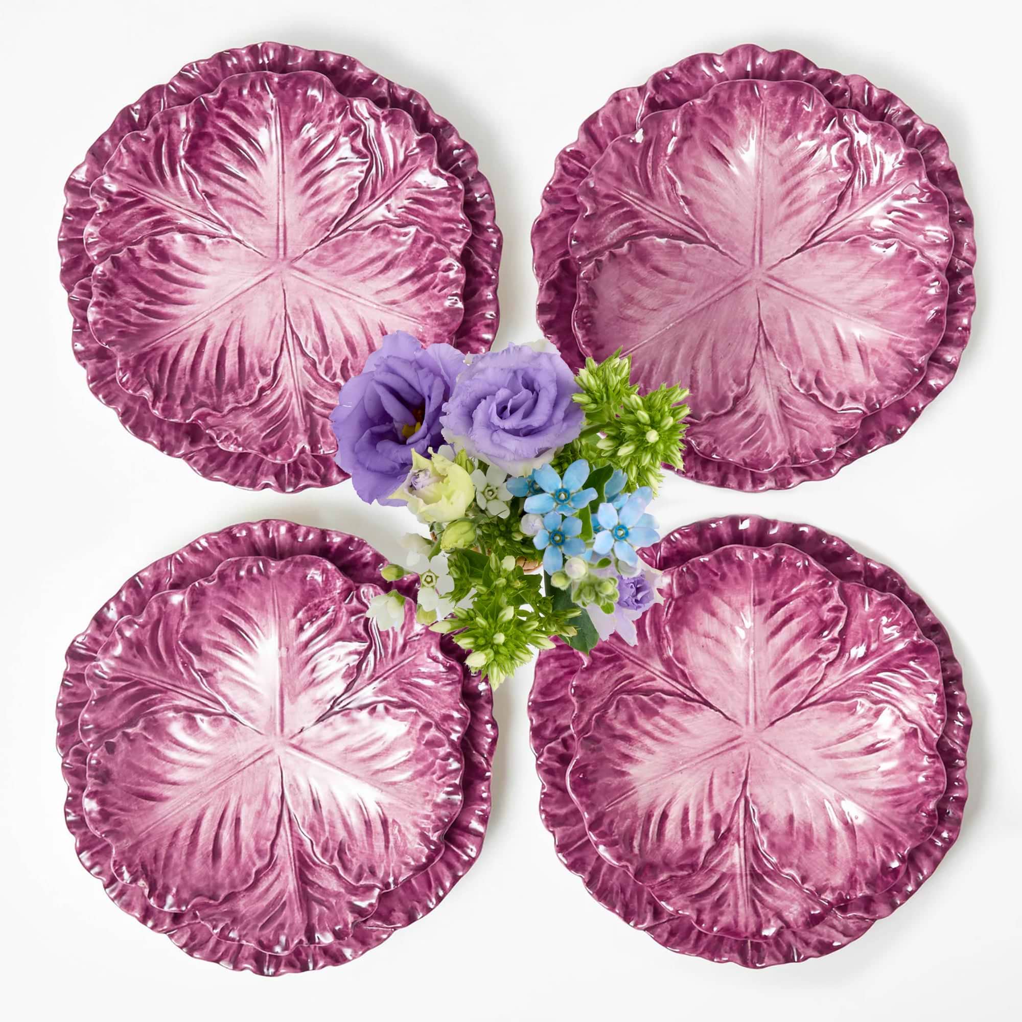 Aubergine Serena Cabbage Dinner & Starter Plates (Set of 8)