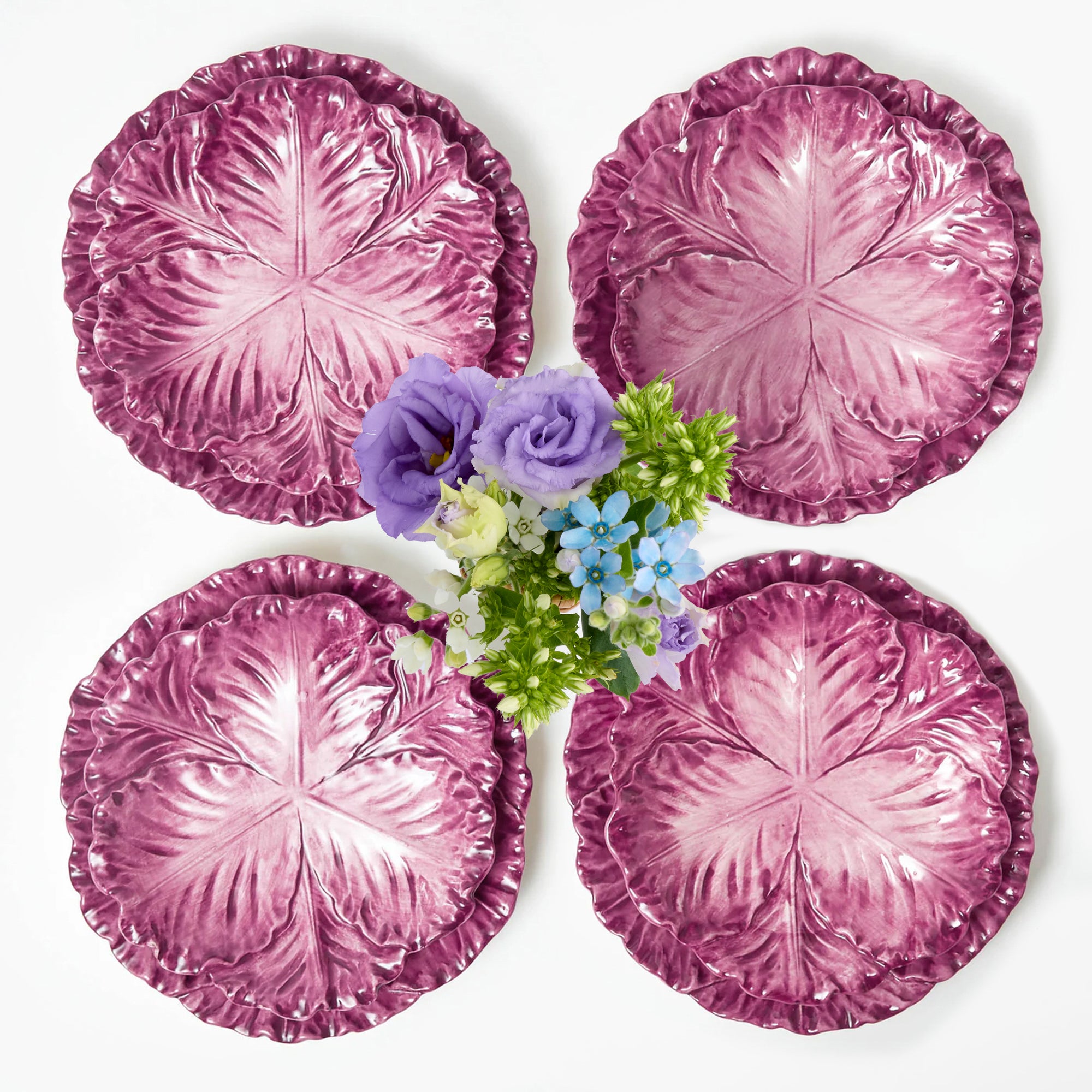 Aubergine Serena Cabbage Dinner & Starter Plates (Set of 8)