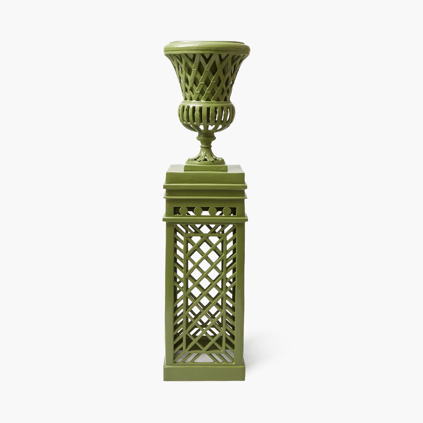 Adelaide Green Lattice Urn & Pedestal