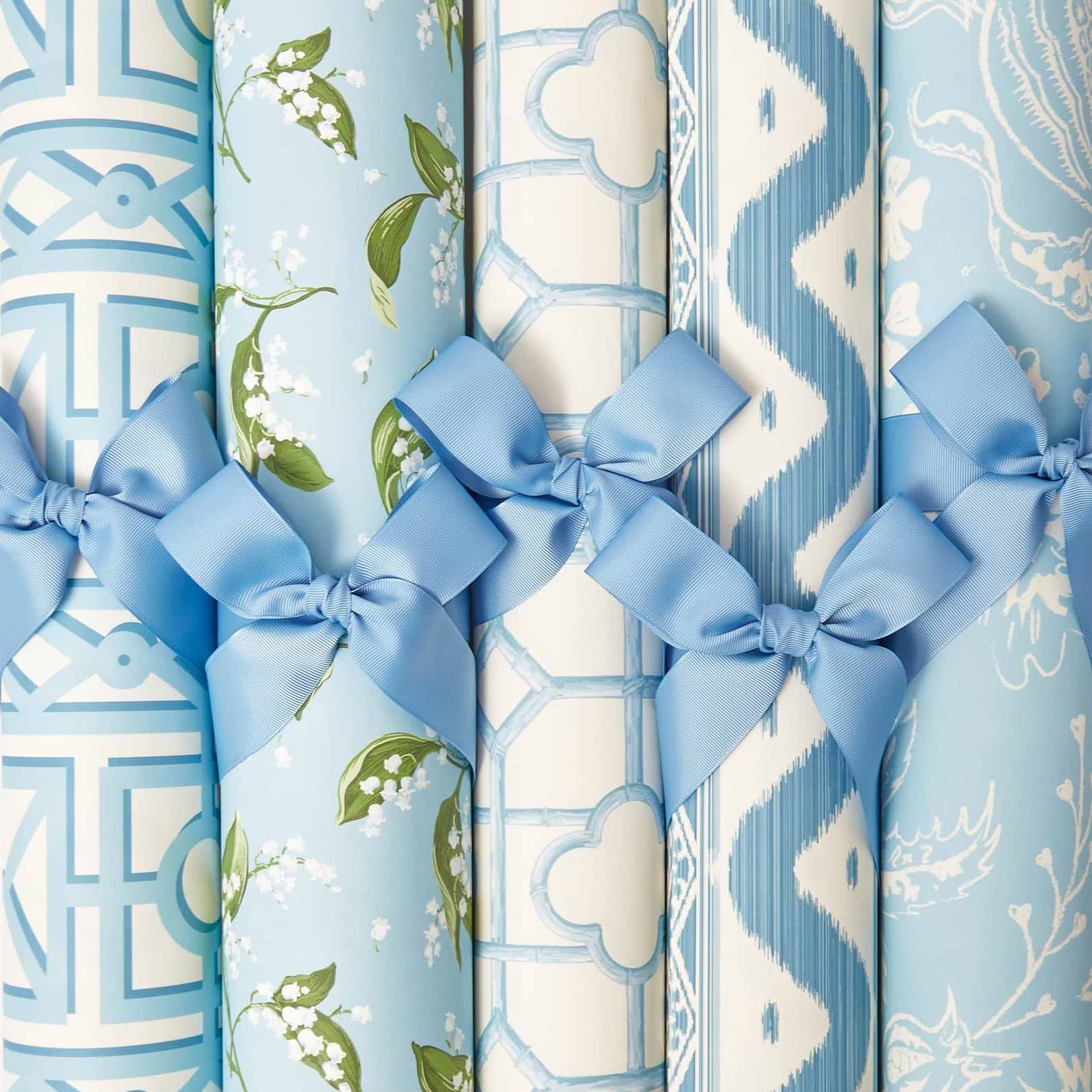 Blue Ikat Stripe Wallpaper