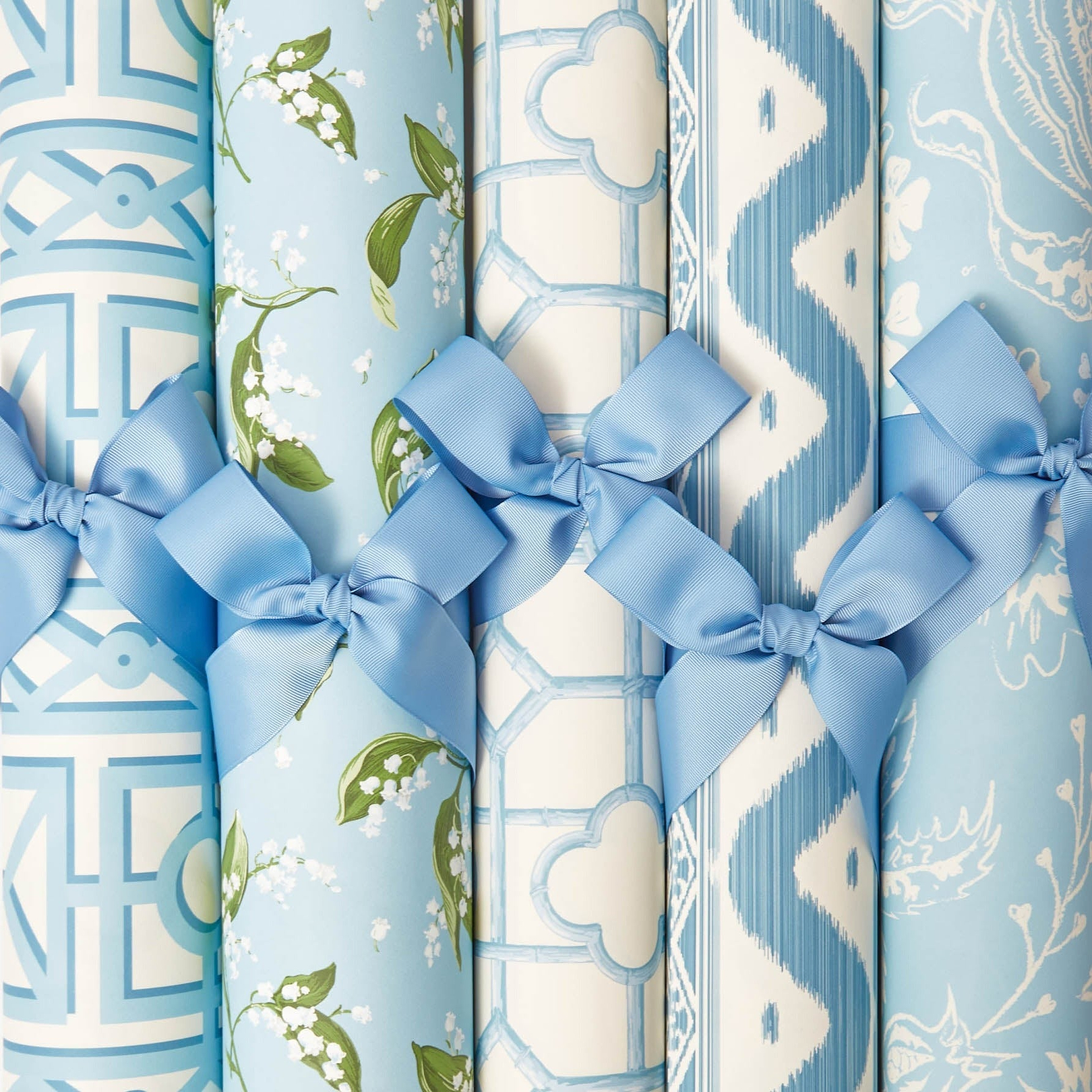 Blue Ikat Stripe Wallpaper