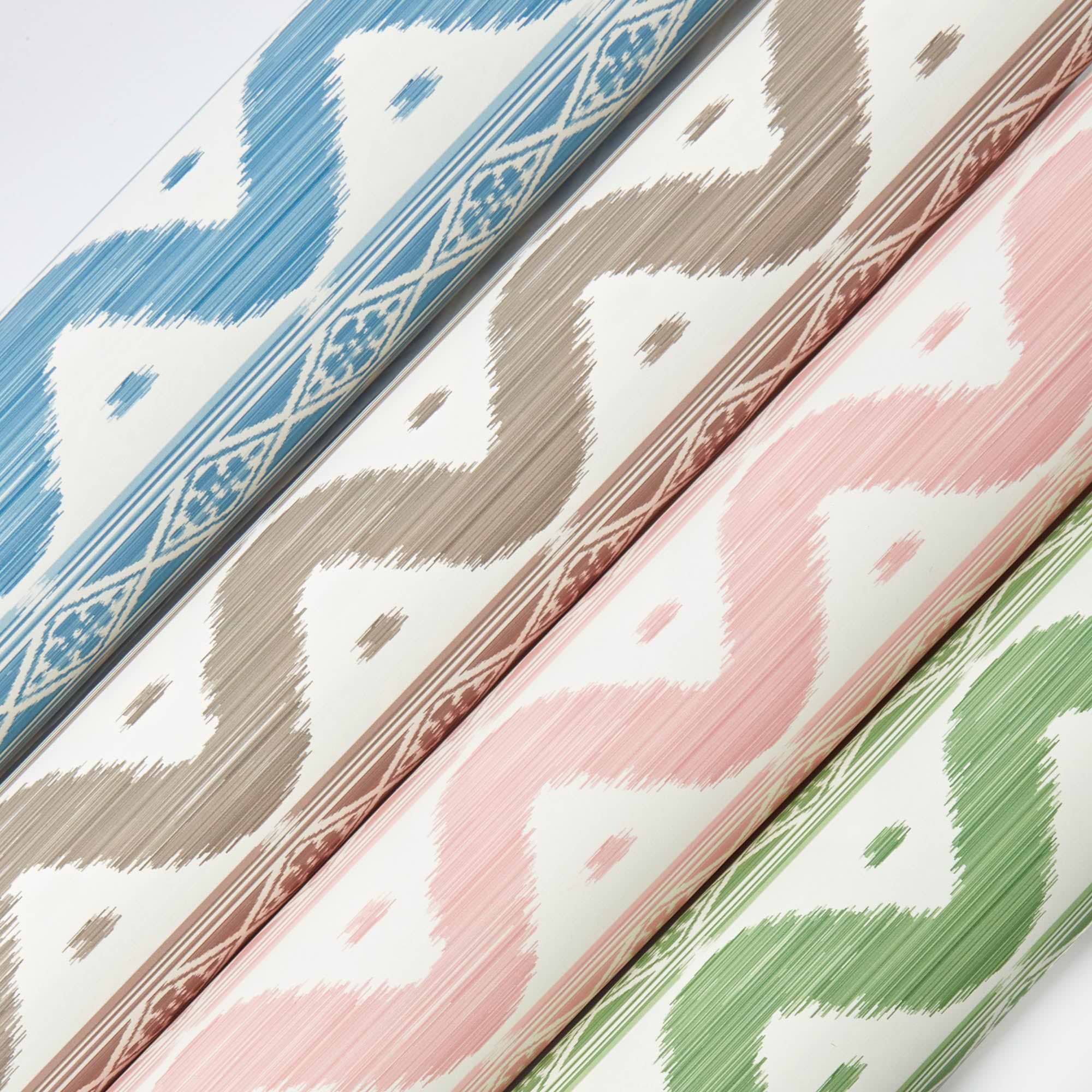 Green Ikat Stripe Wallpaper
