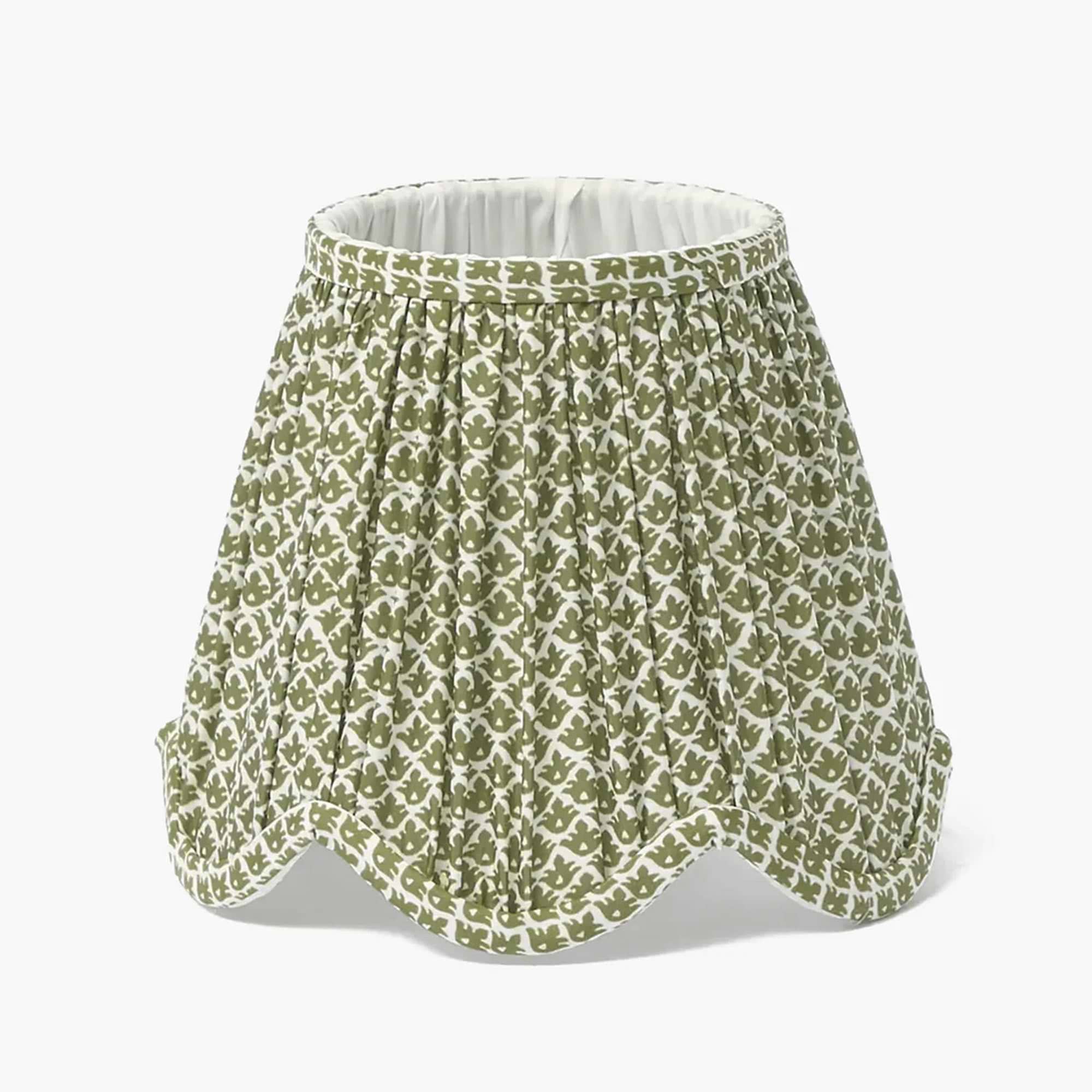 Bamboo Rechargeable Lamp with Olive Deep Scalloped Lotus Shade (18cm)
