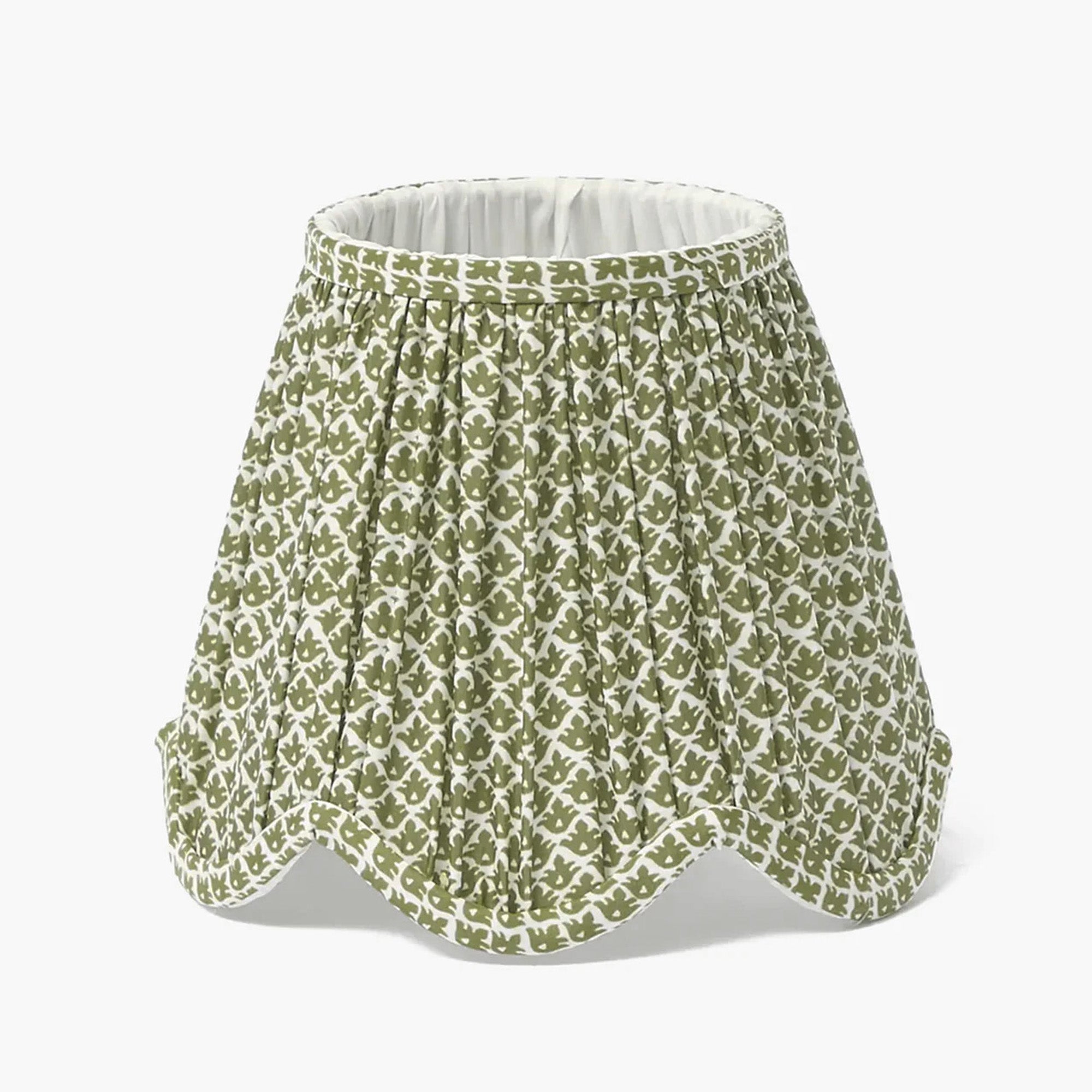 Bamboo Rechargeable Lamp with Olive Deep Scalloped Lotus Shade (18cm)
