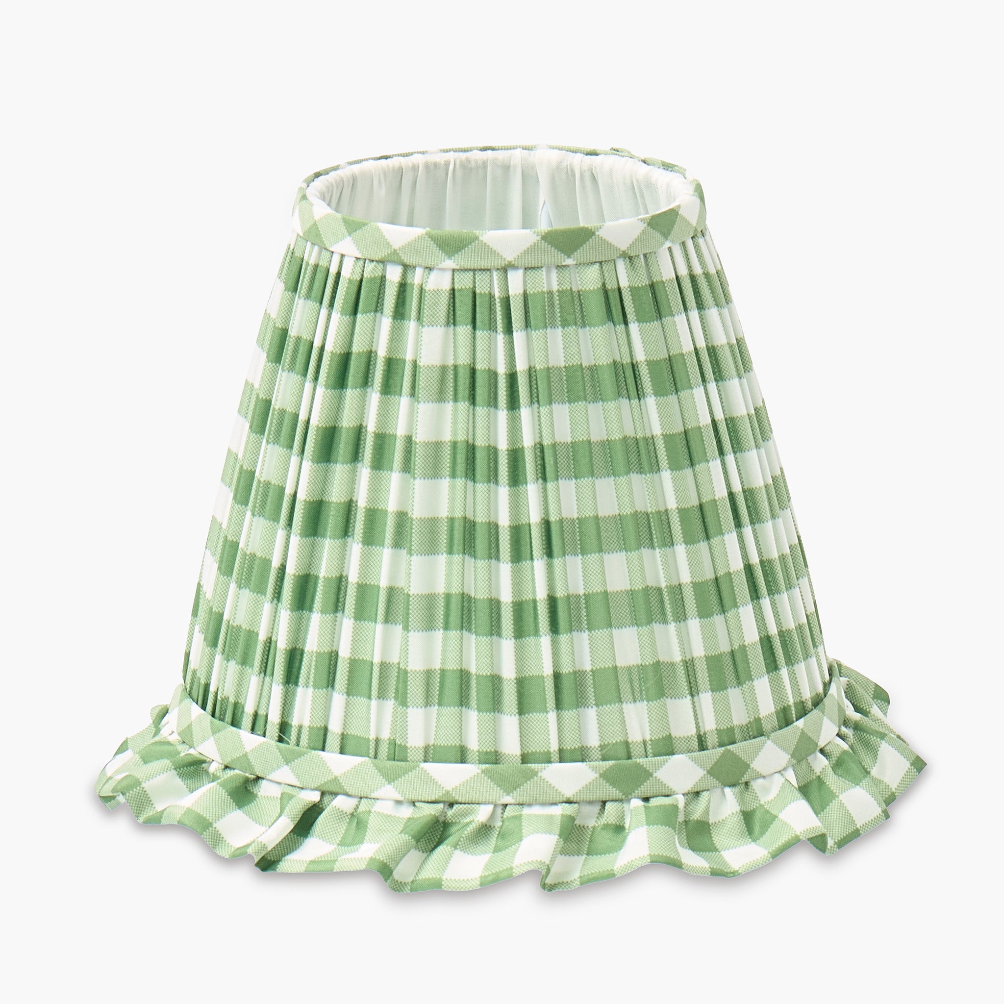 Olive Gingham Ruffle Lampshade (18cm)