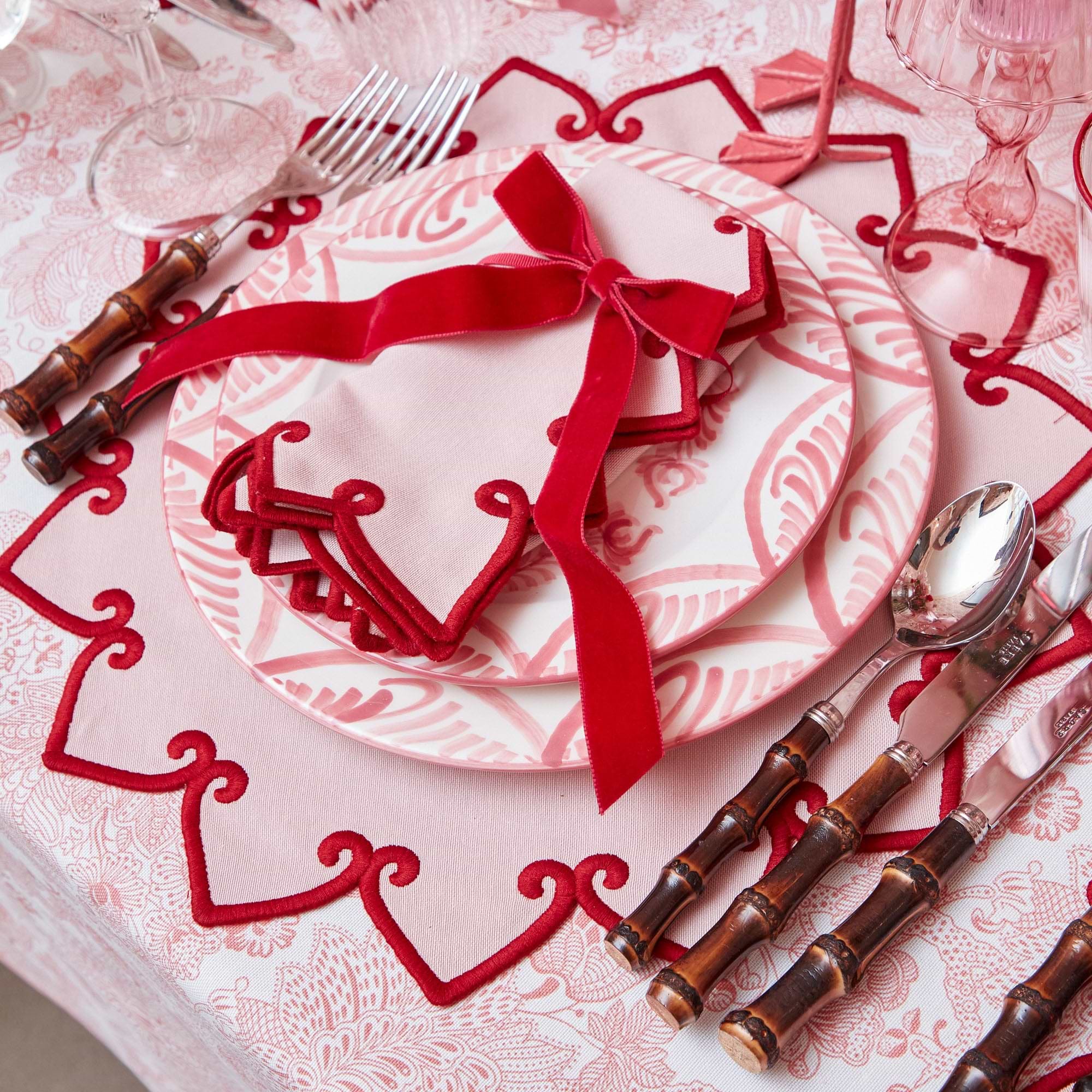 Angelina Pink & Red Napkins (Set of 4)