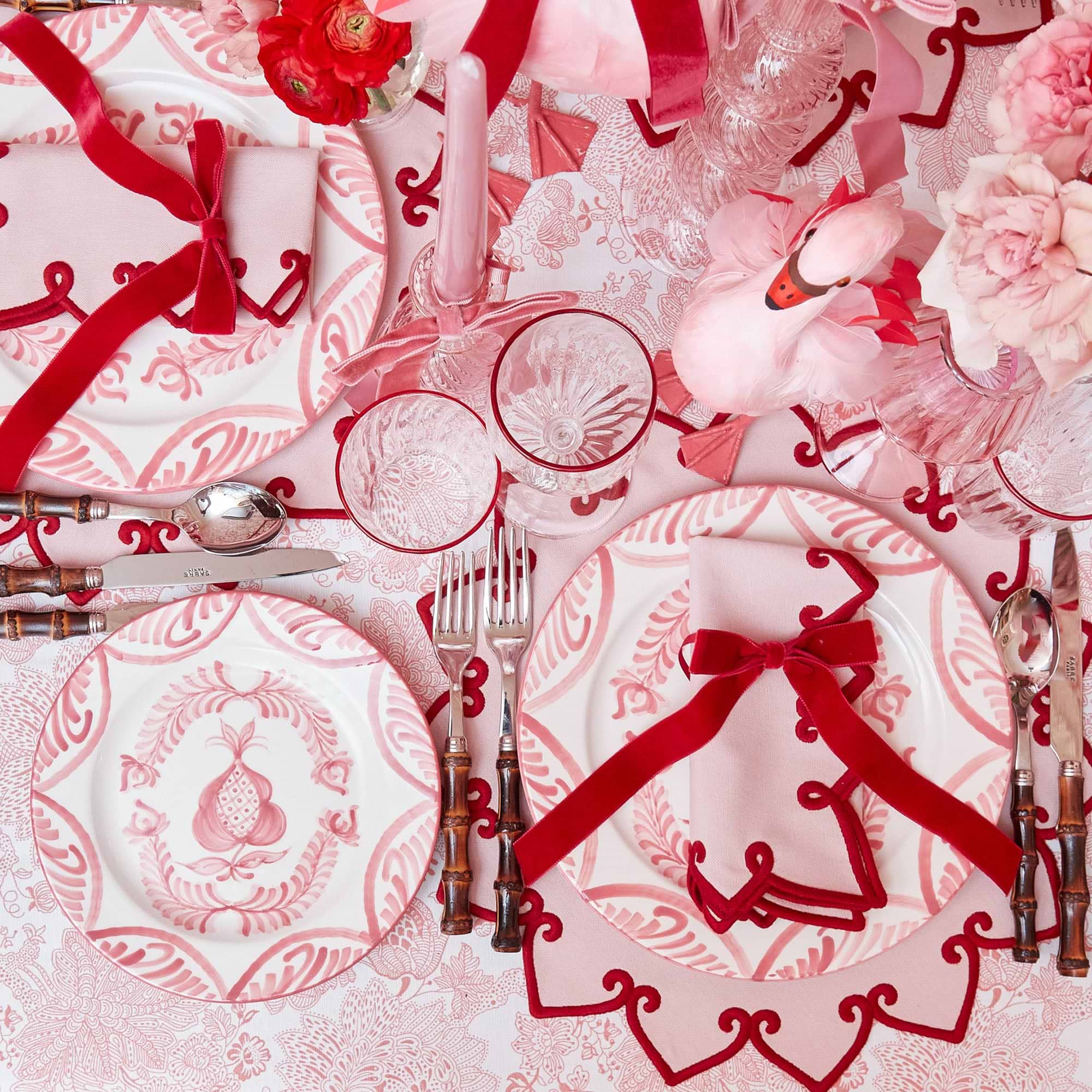 Angelina Pink & Red Napkins (Set of 4)