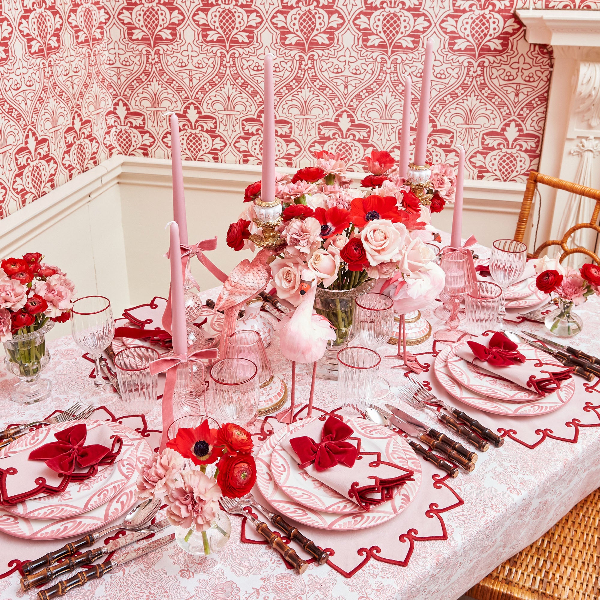 Pink & Red Angelina Placemats & Napkins (Set of 4)