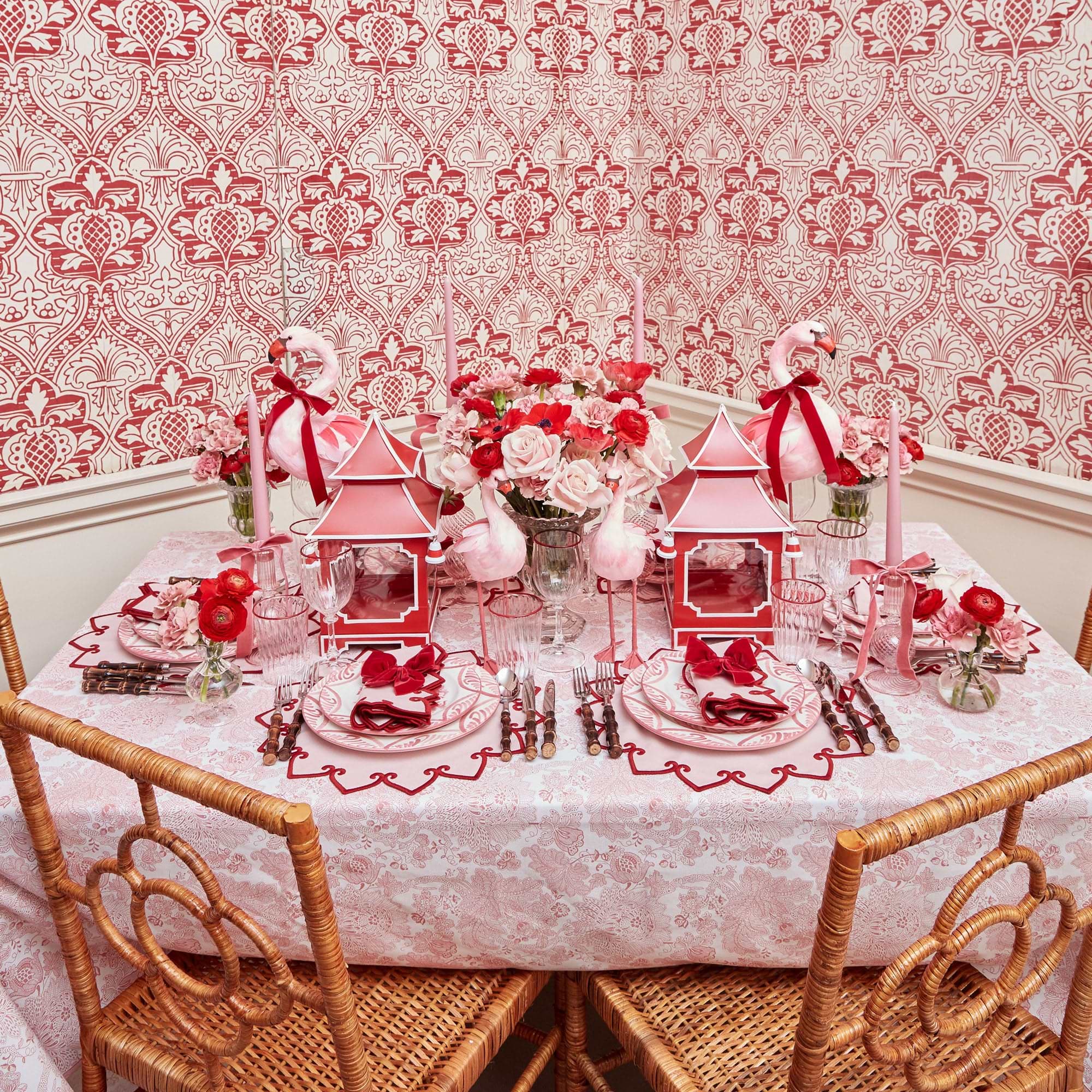 Angelina Pink & Red Napkins (Set of 4)