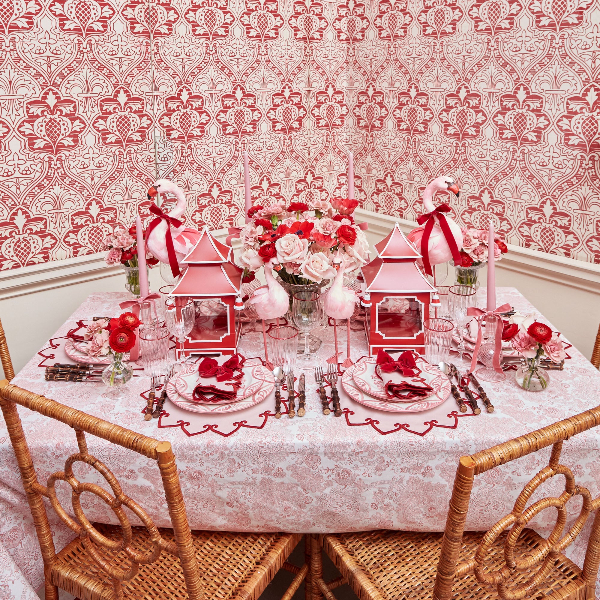 Angelina Pink & Red Napkins (Set of 4)