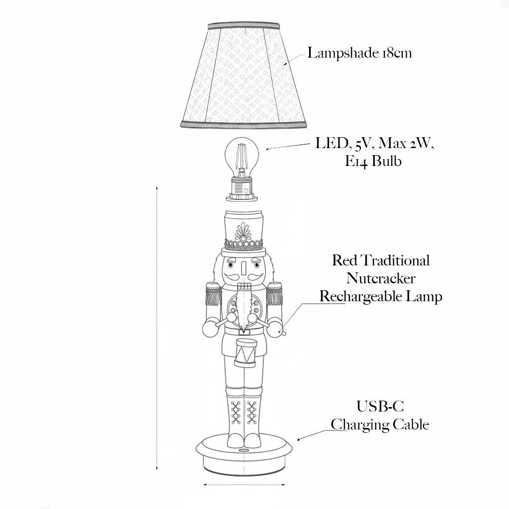 Red Nutcracker Rechargeable Lamp