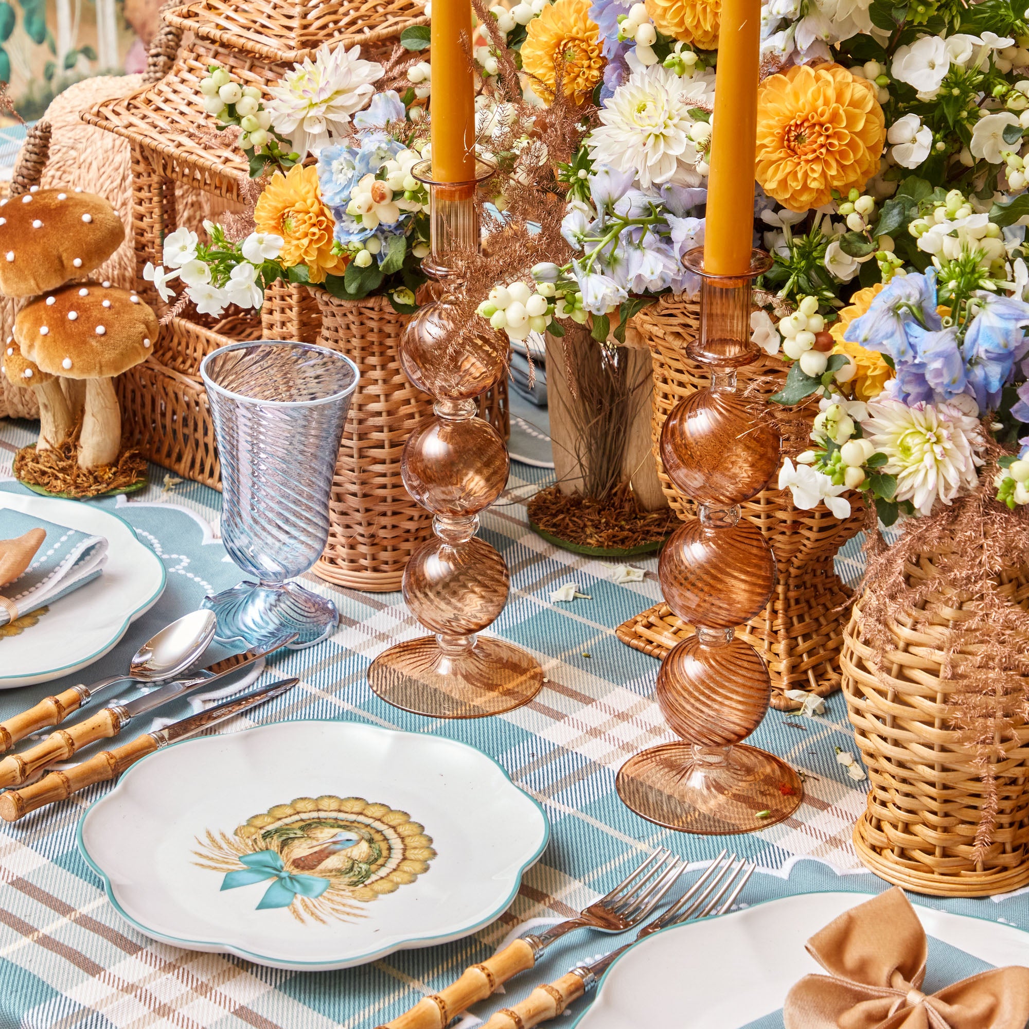 Camille Chestnut Candle Holder Set