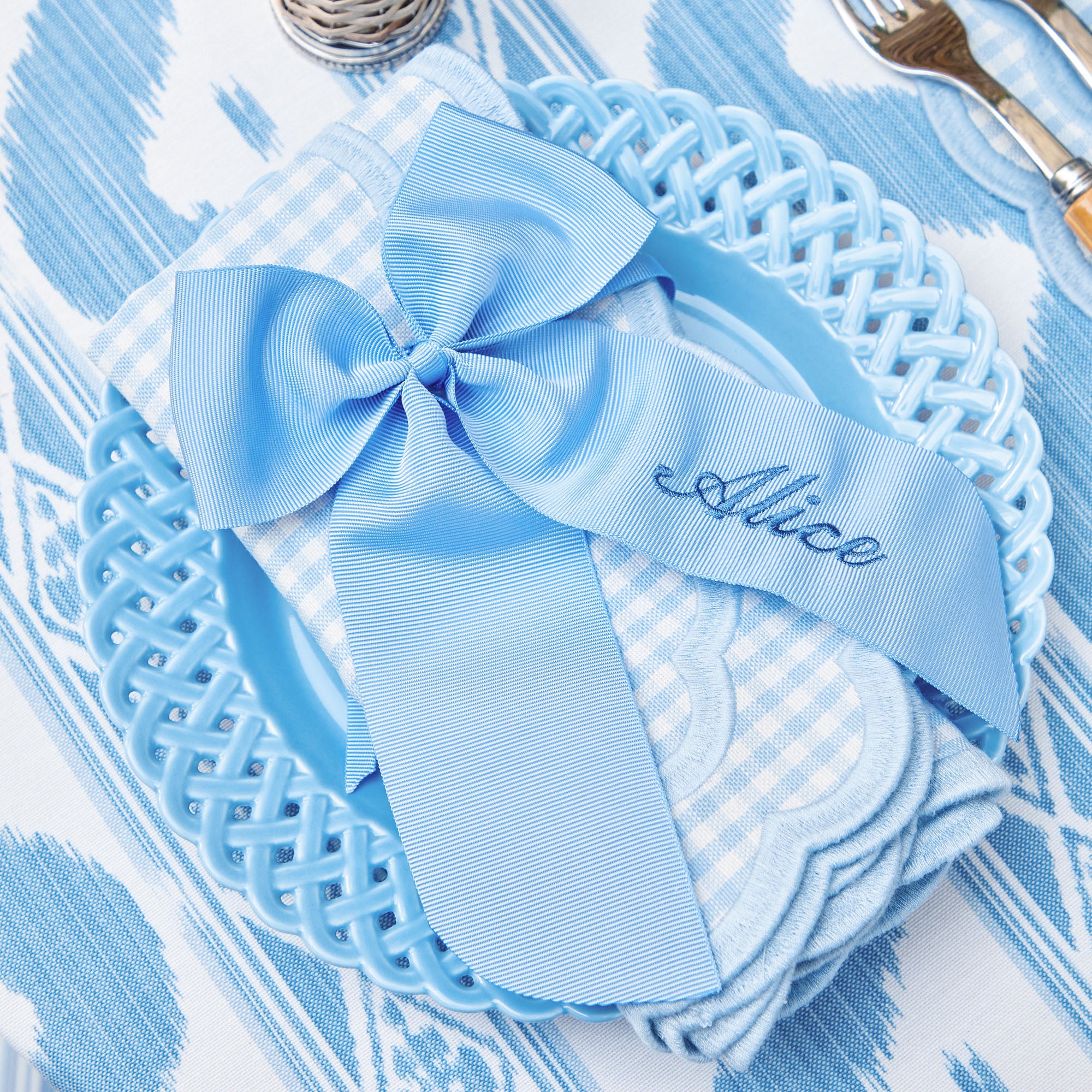 Blue Personalisable Grosgrain Bow