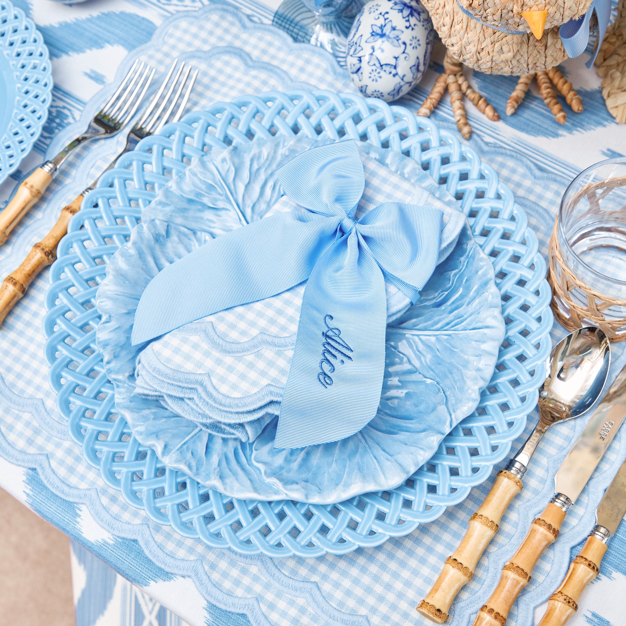 Blue Personalisable Grosgrain Bow