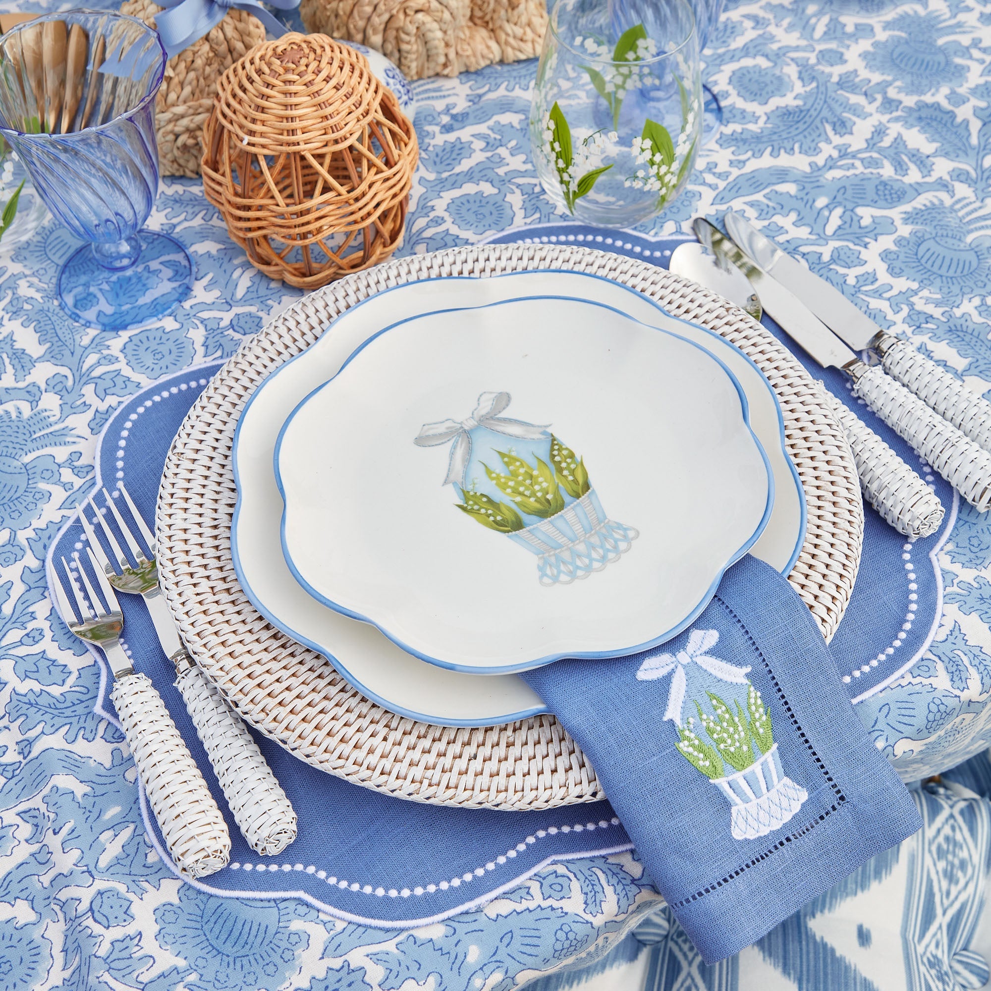 Eloise Blue Linen Placemats (Set of 4)