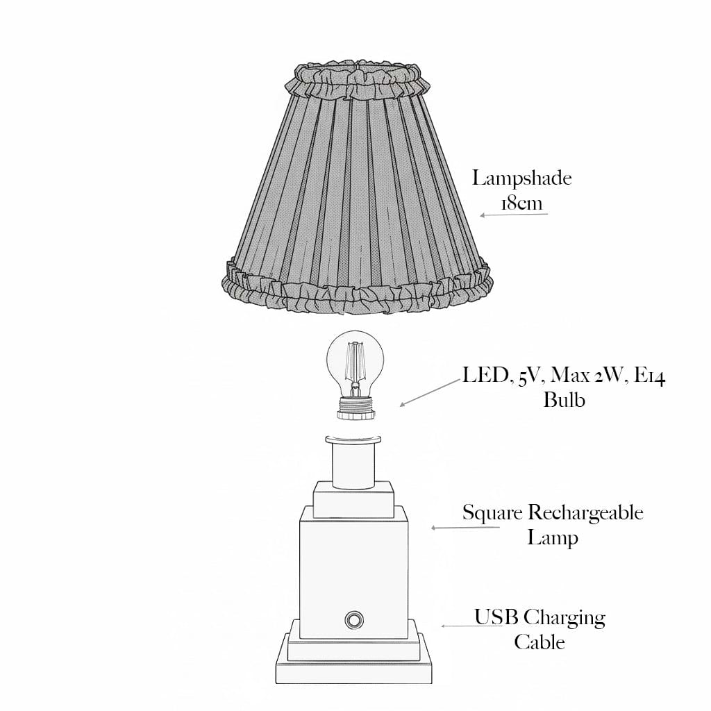 Square Rechargeable Lamp with Cobalt & Red Lotus Shade (18cm)