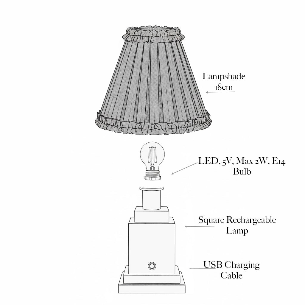 Square Rechargeable Lamp with Cobalt & Red Lotus Shade (18cm)