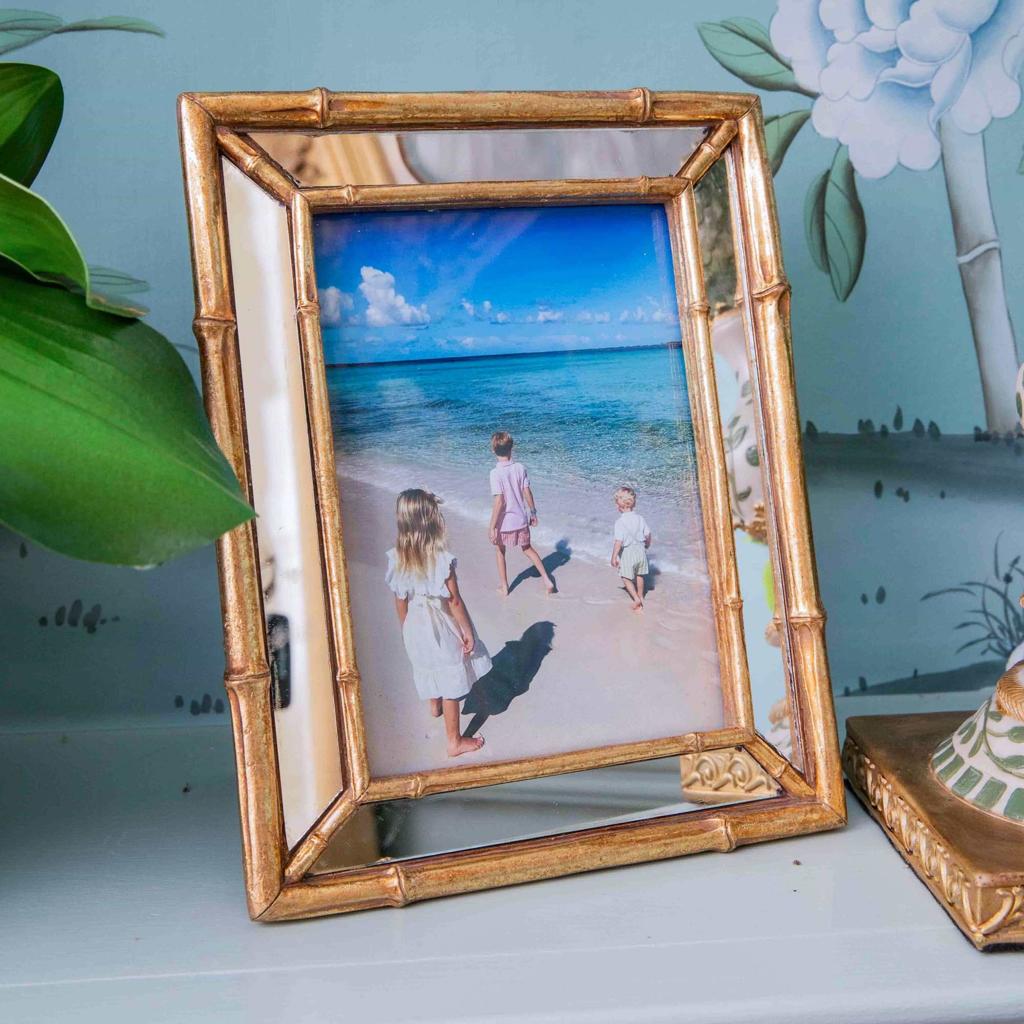Gold Bamboo Mirror Photo Frame - 5"x 7"