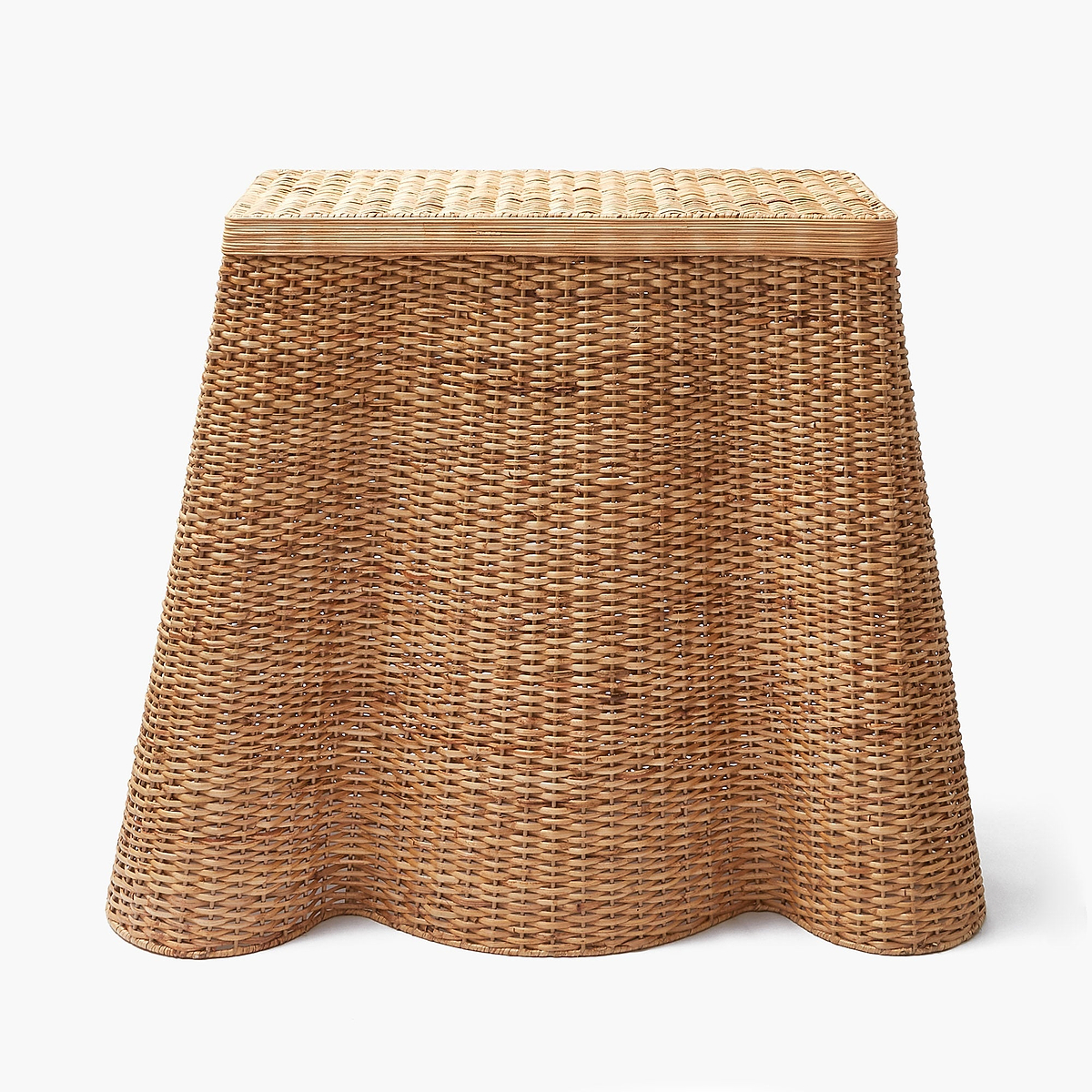 Small Vivienne Rattan Scalloped Console Table