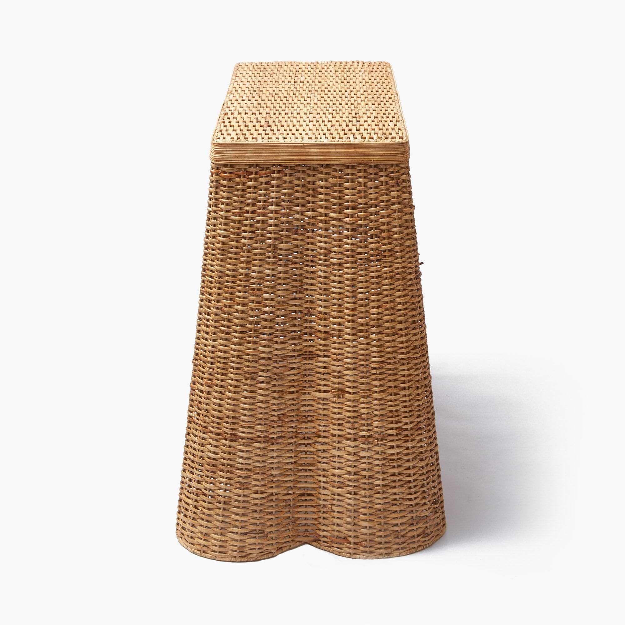 Small Vivienne Rattan Scalloped Console Table