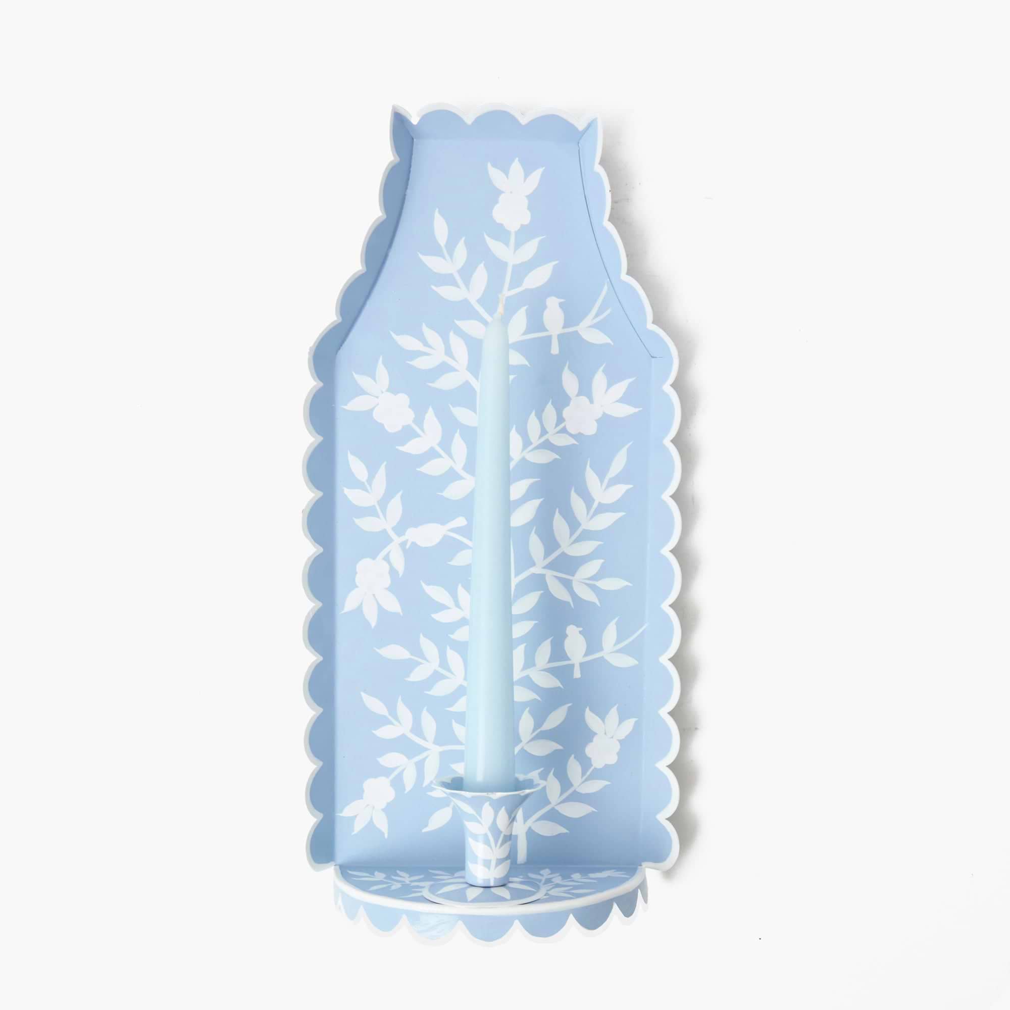 Blue Chinoiserie Tole Candle Sconce