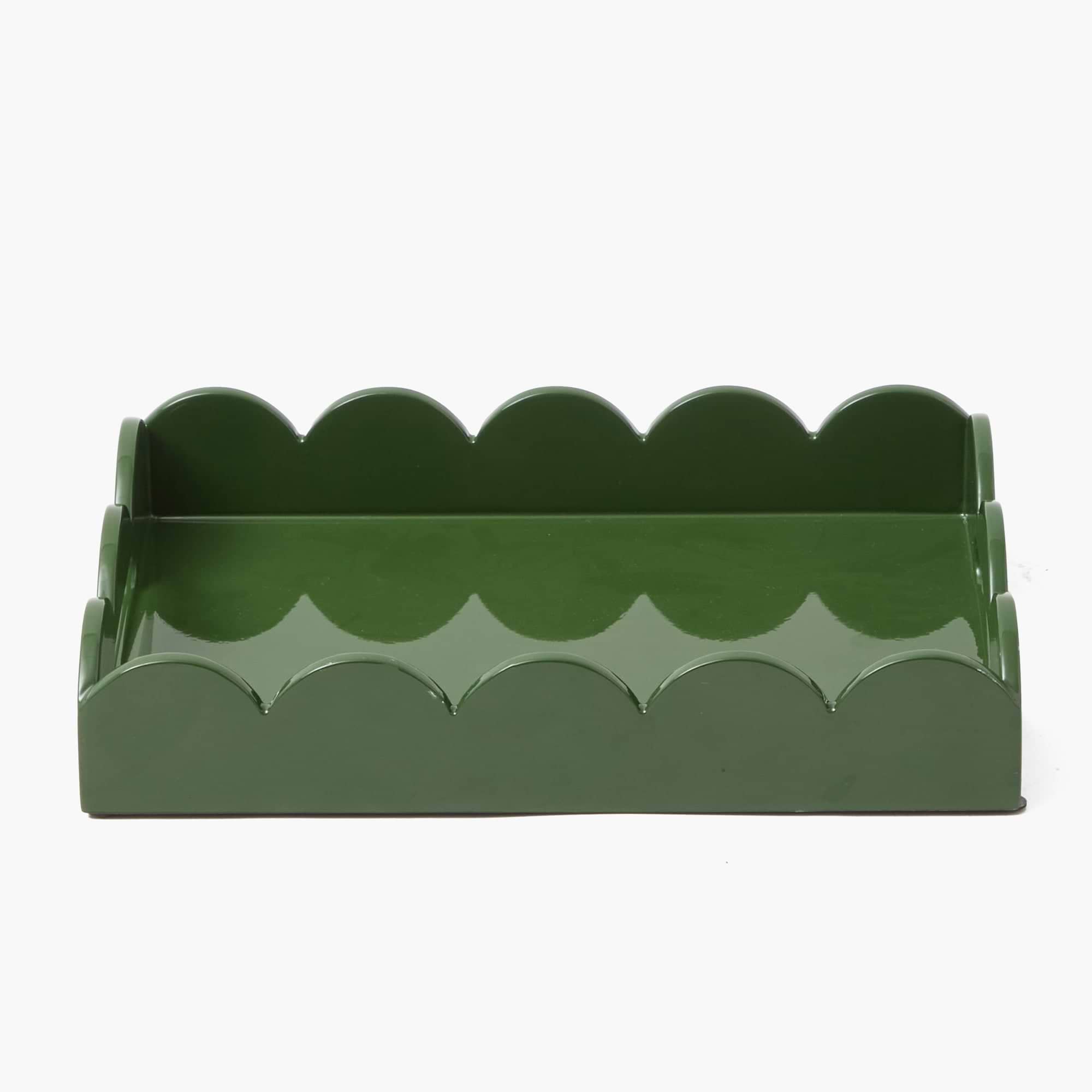 Olive Small Scalloped Lacquer Tray
