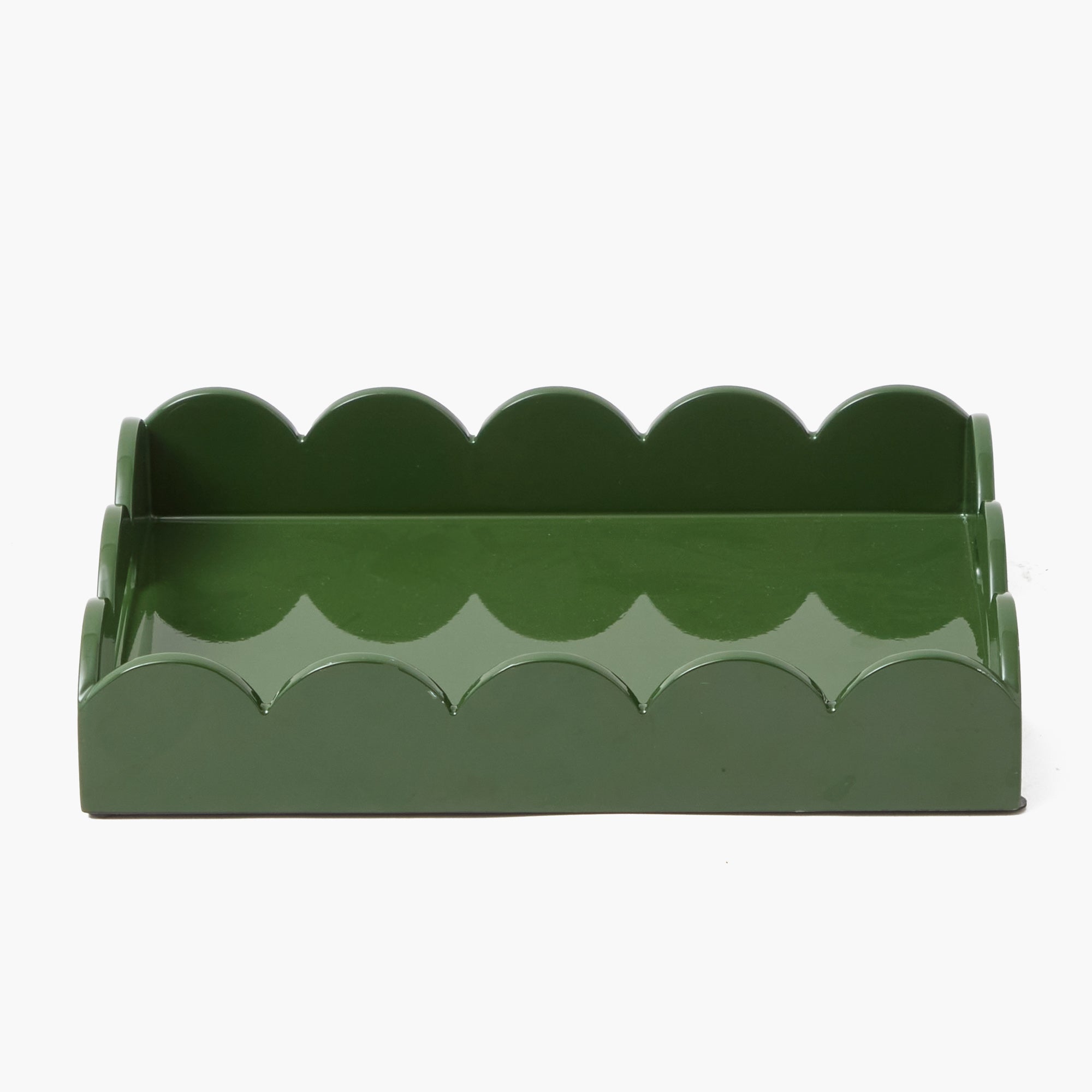 Olive Small Scalloped Lacquer Tray