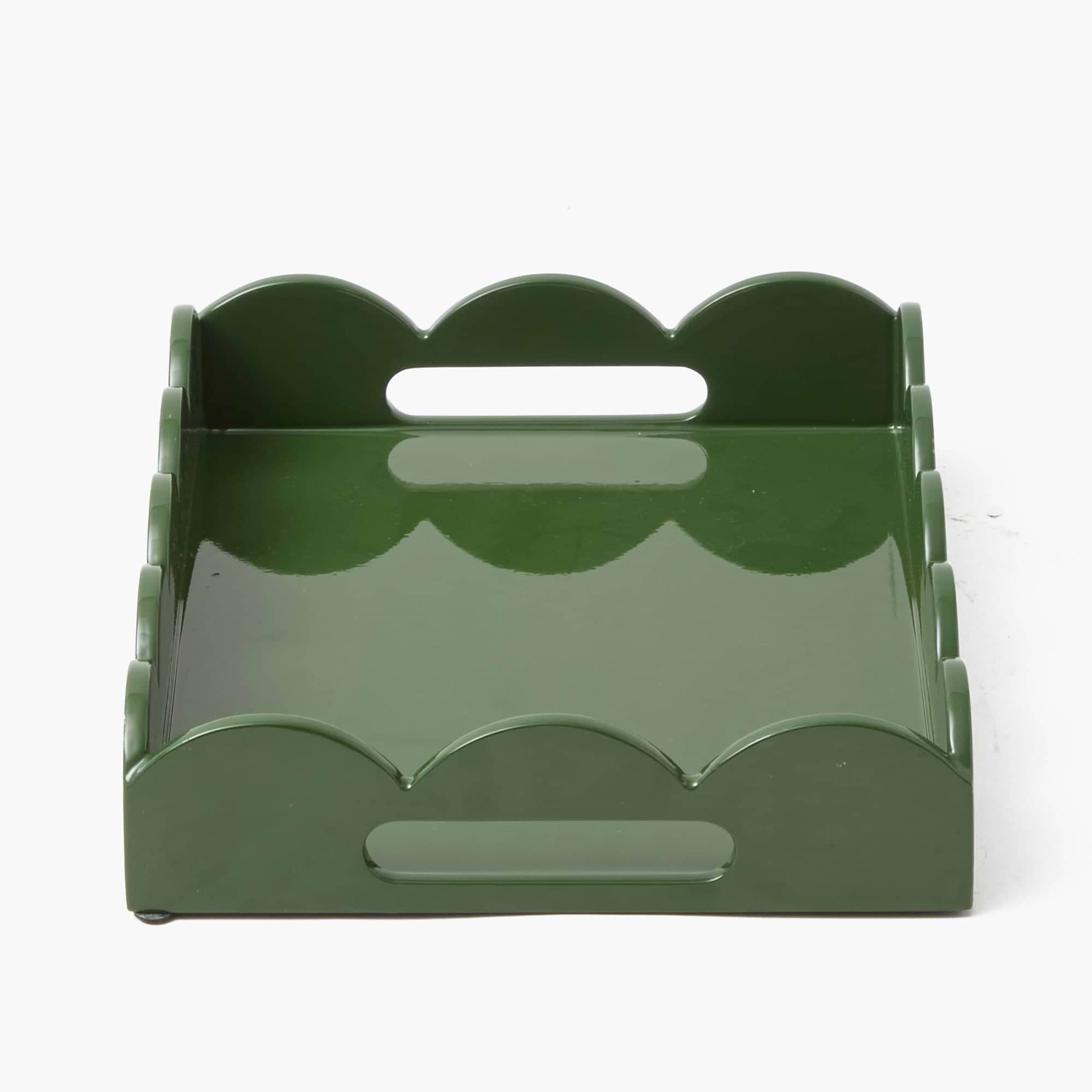 Olive Small Scalloped Lacquer Tray