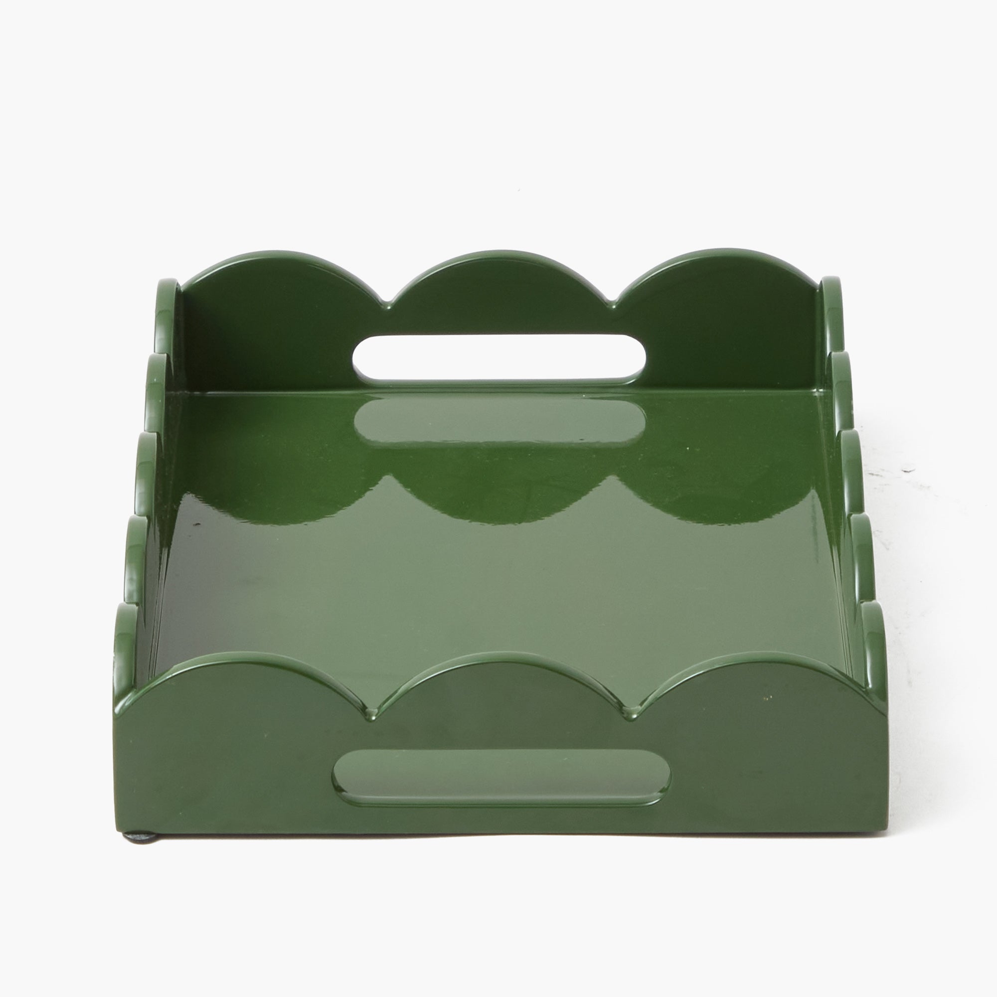 Olive Small Scalloped Lacquer Tray