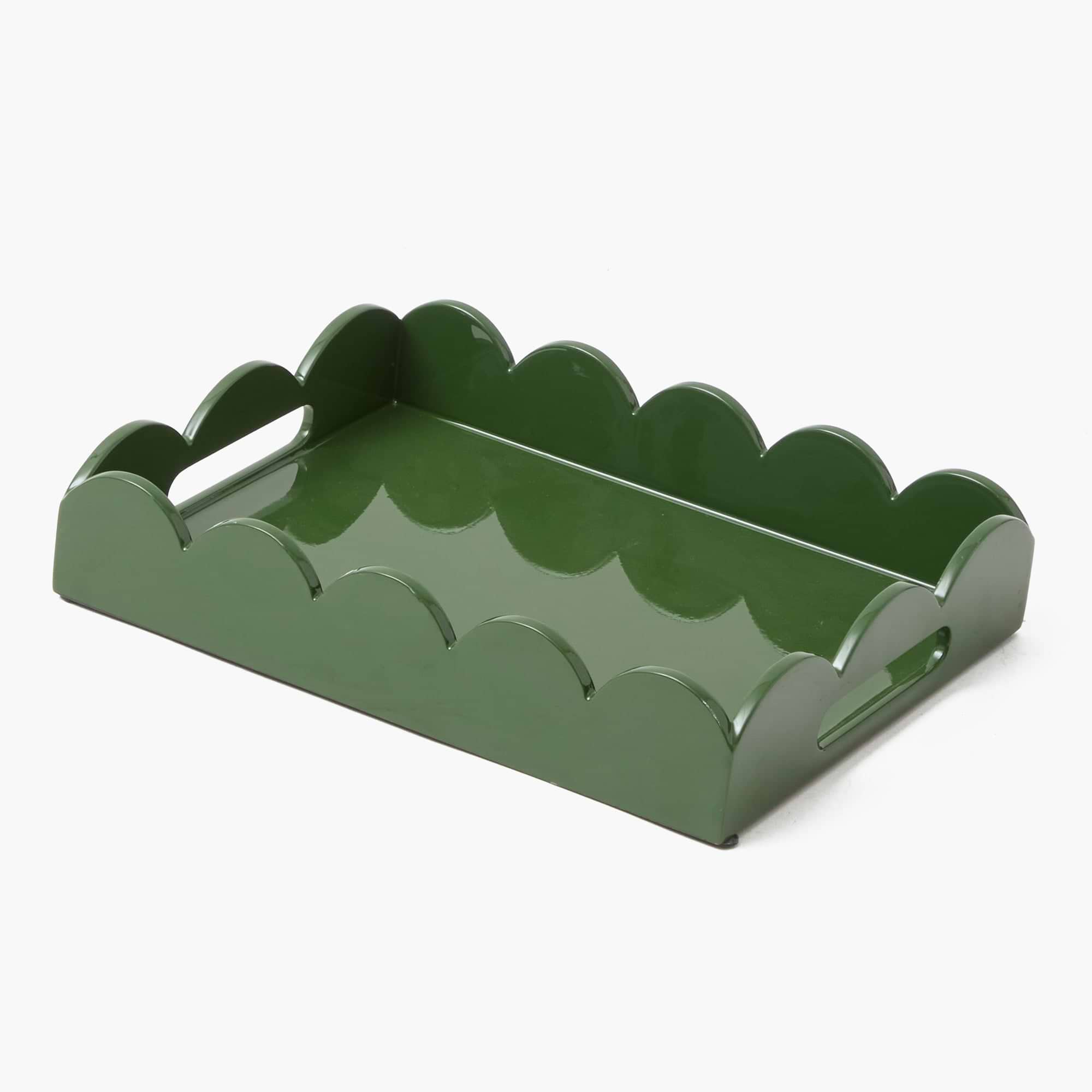 Olive Small Scalloped Lacquer Tray