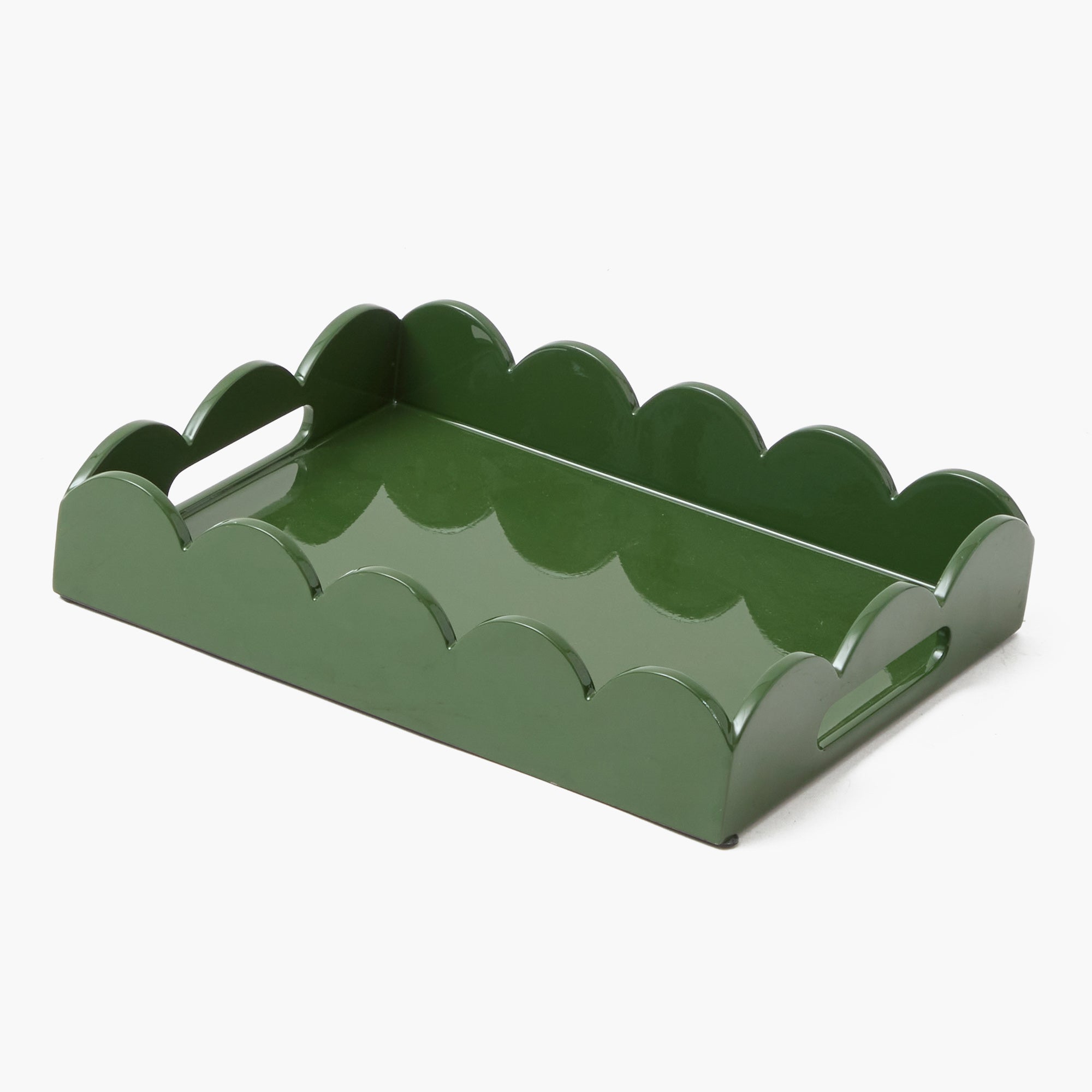 Olive Small Scalloped Lacquer Tray